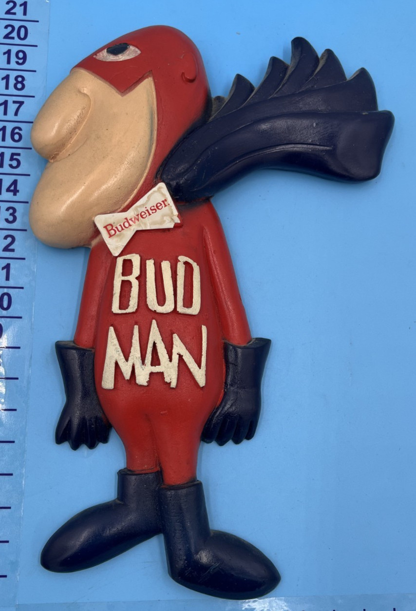 Vintage Budweiser BUD MAN Wall Hanging Plaque Approx. 12