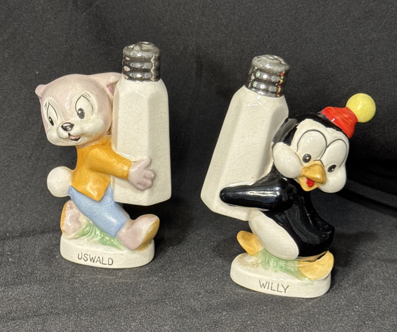 Chilly Willy & Oswald Rabbit Vintage Salt & Pepper Shakers Walter Lantz 1958 MCM