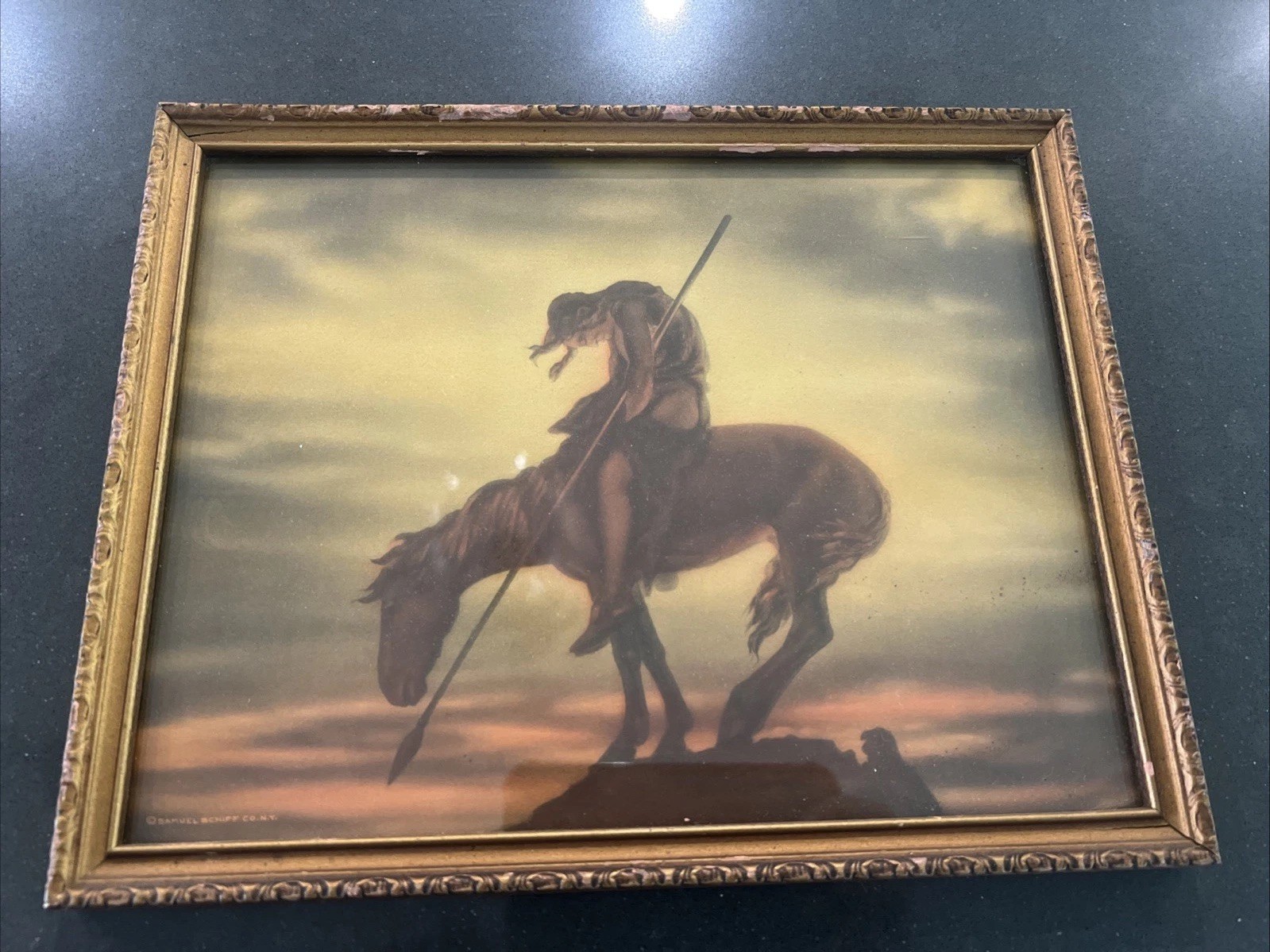 Vintage Samuel Schiff  End of the Trail Litho Native American Theme Small