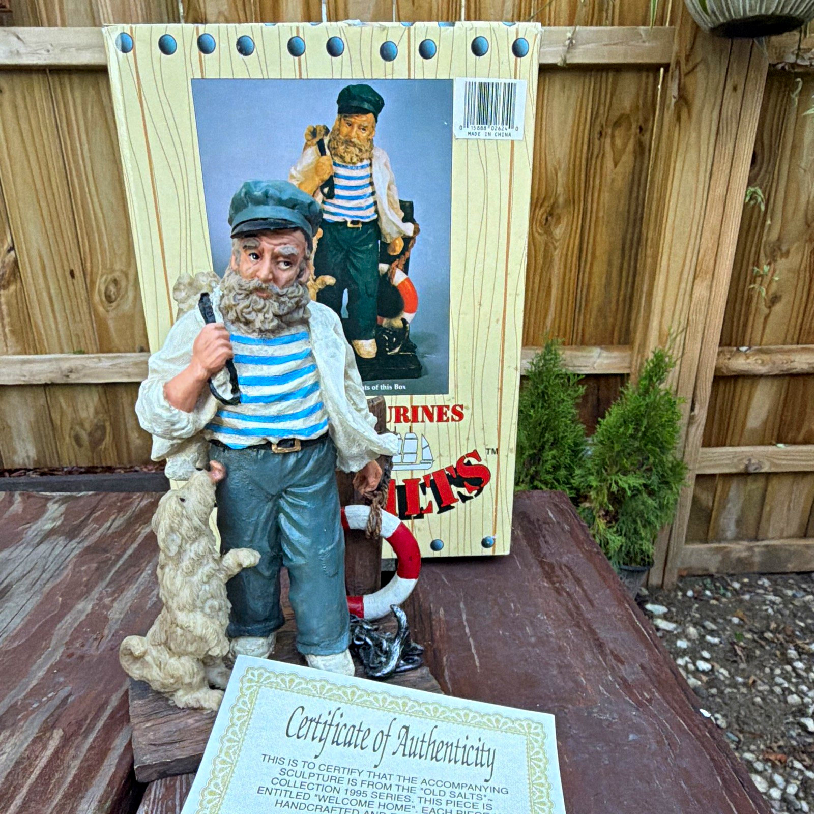 The Beachcombers Old Salts Welcome Home 1995 Nautical Resin Figurine Box COA