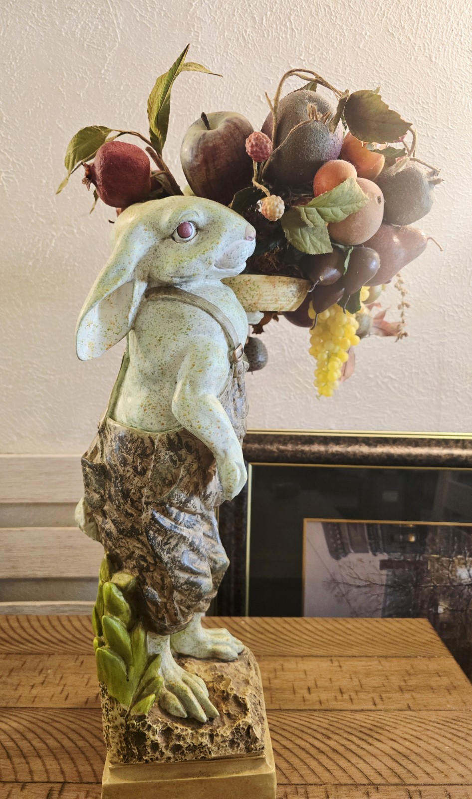 Vintage Chrisdon Farmer Bunny Rabibit Statue Resin Figurine In Overalls 21