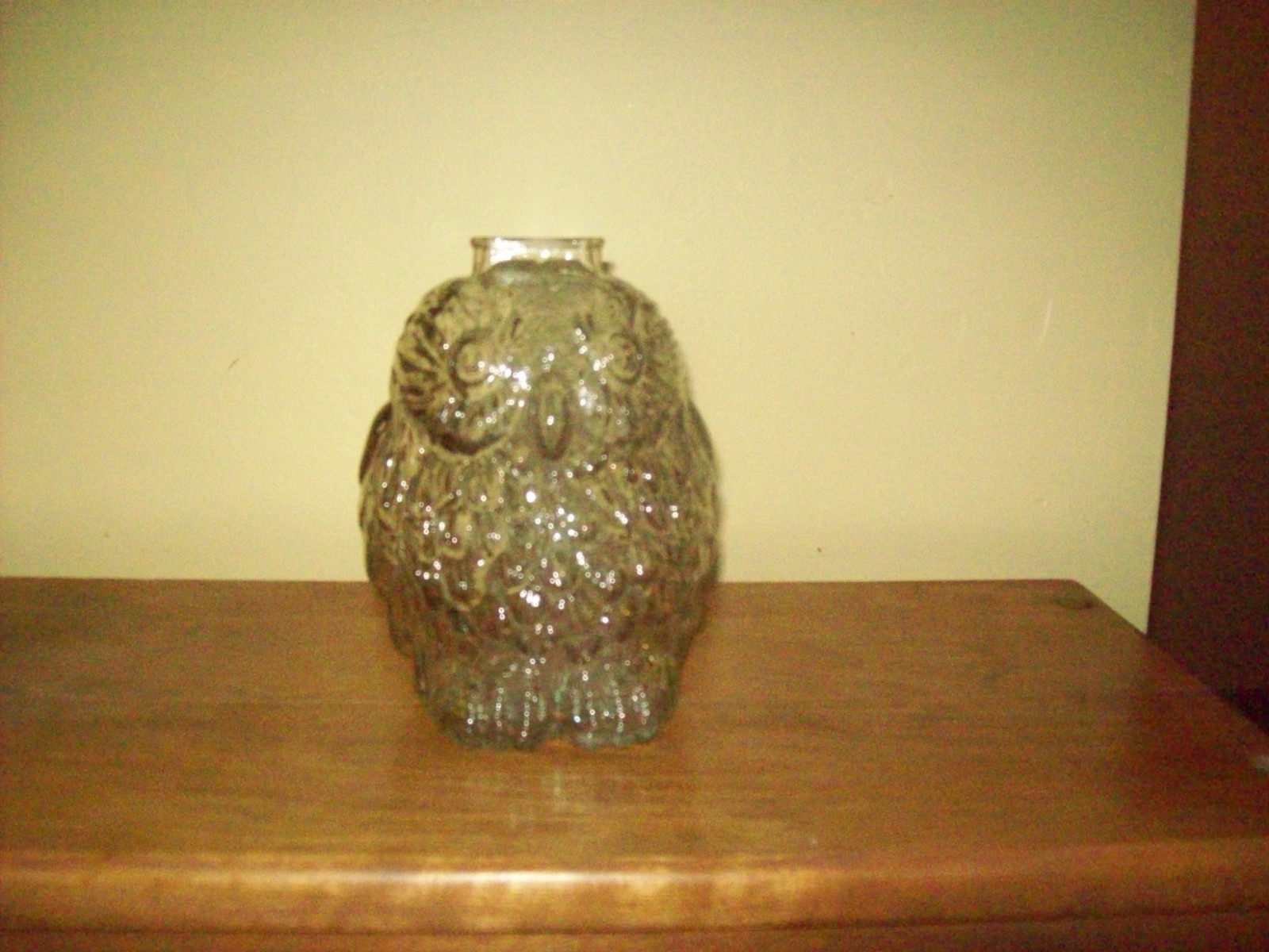 Vintage Wise Old Owl Coin Bank Clear Glass 6