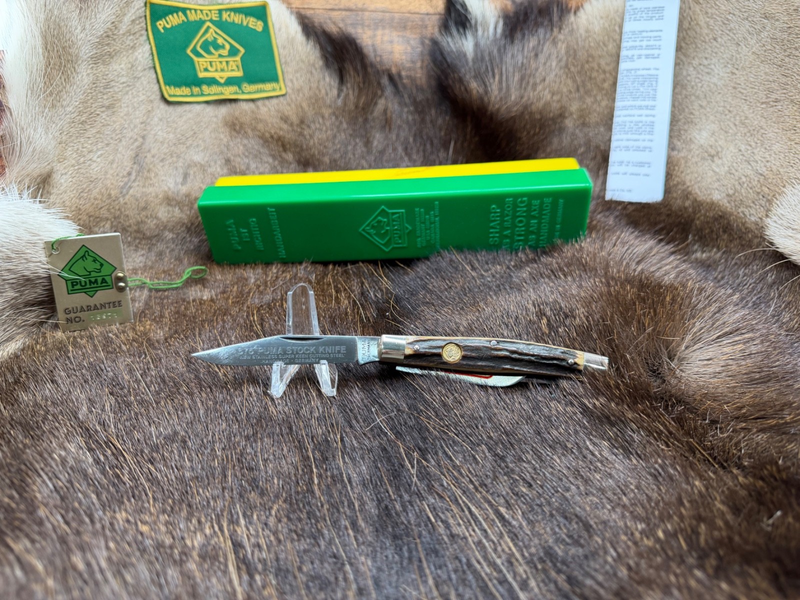 1979 Puma 410 675 Stockman Knife With Stag Handles - Mint In Puma G/Y Box & Tag