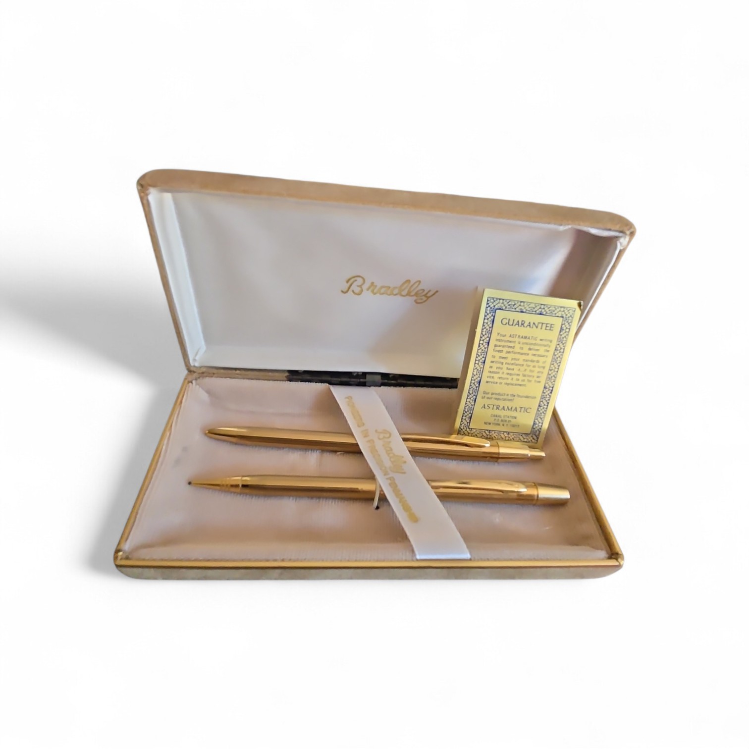 Vintage Bradley Pen & Pencil Set ~ Gold Tone In Original Box