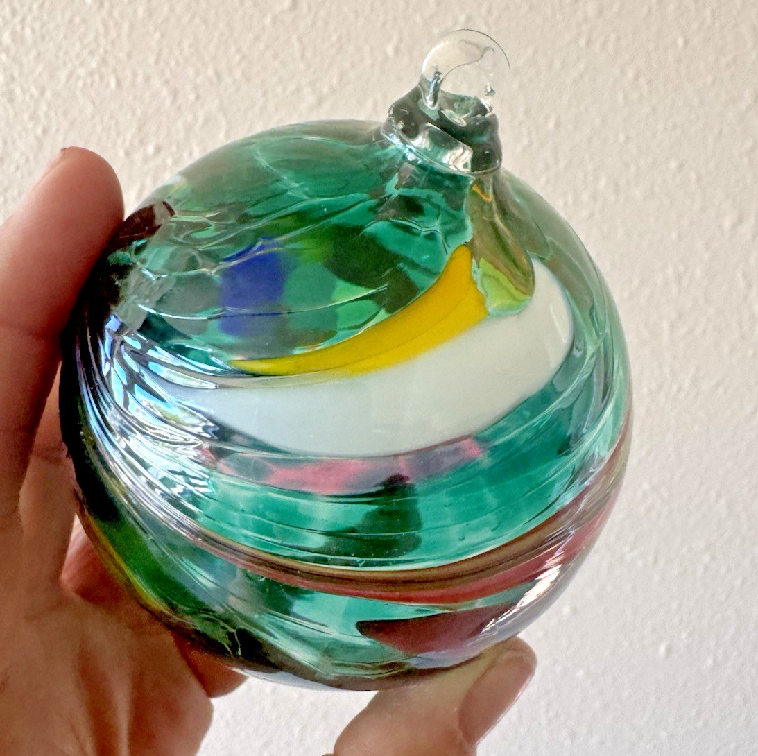 Unique One of a Kind Handmade Mouth Blown Zorza Glass Ornament from Poland NIB