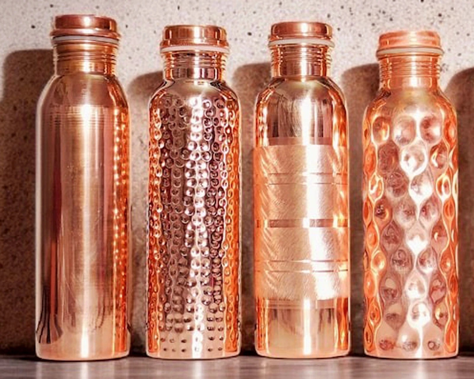 4 × 100%Pure Copper Water Bottle For Ayurveda Health Benefits Leak Proof 1000 ml