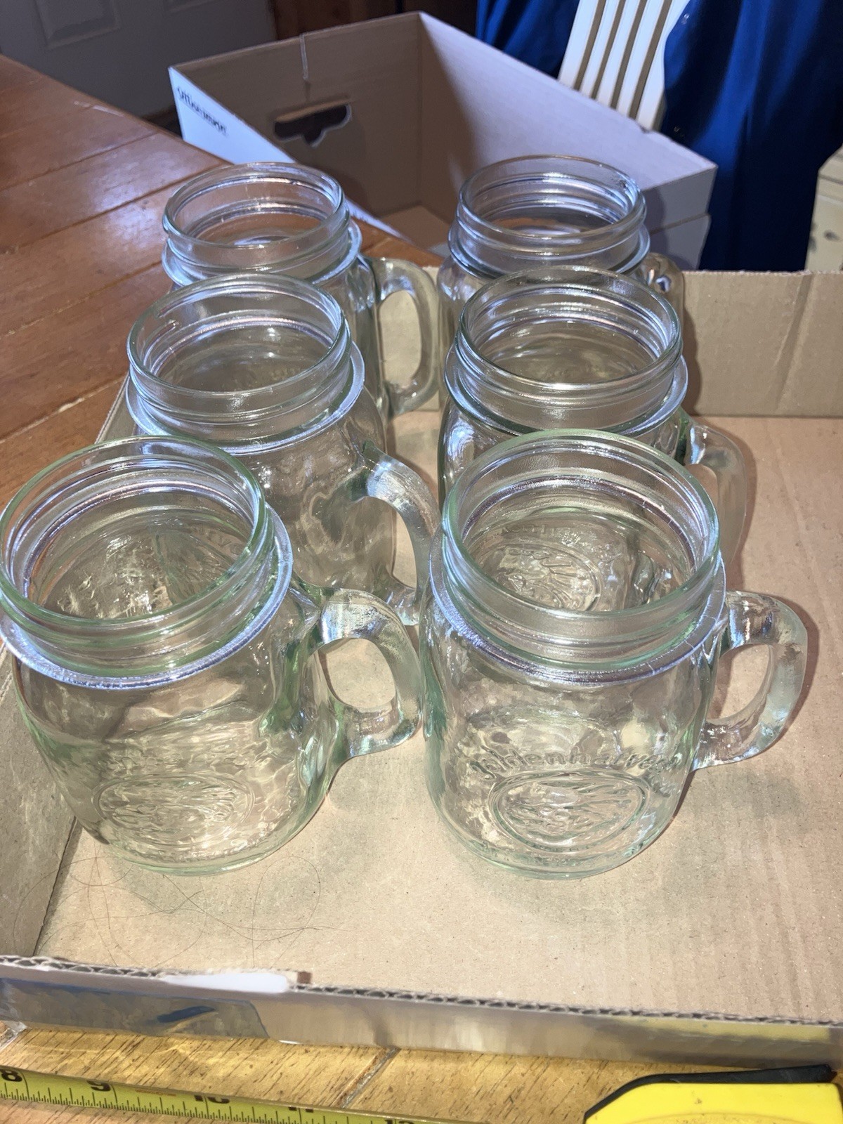 Qty 6 Golden Harvest Drinking Mugs Glasses With Handles