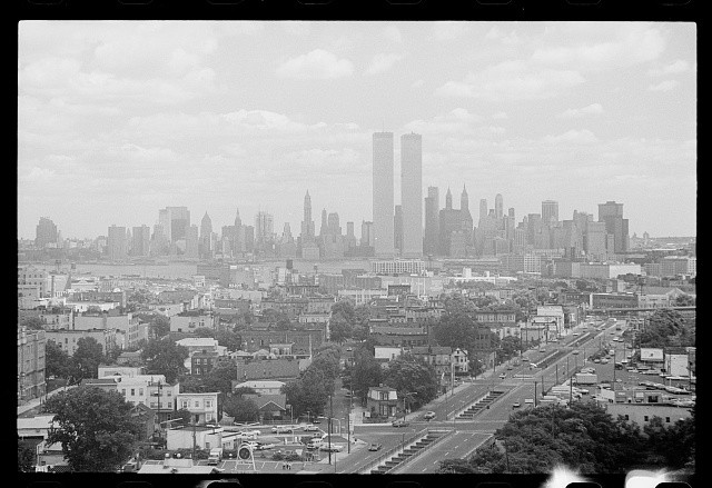 Photo:Jersey City NJ 1974 New York City Skyline Twin Towers Panorama