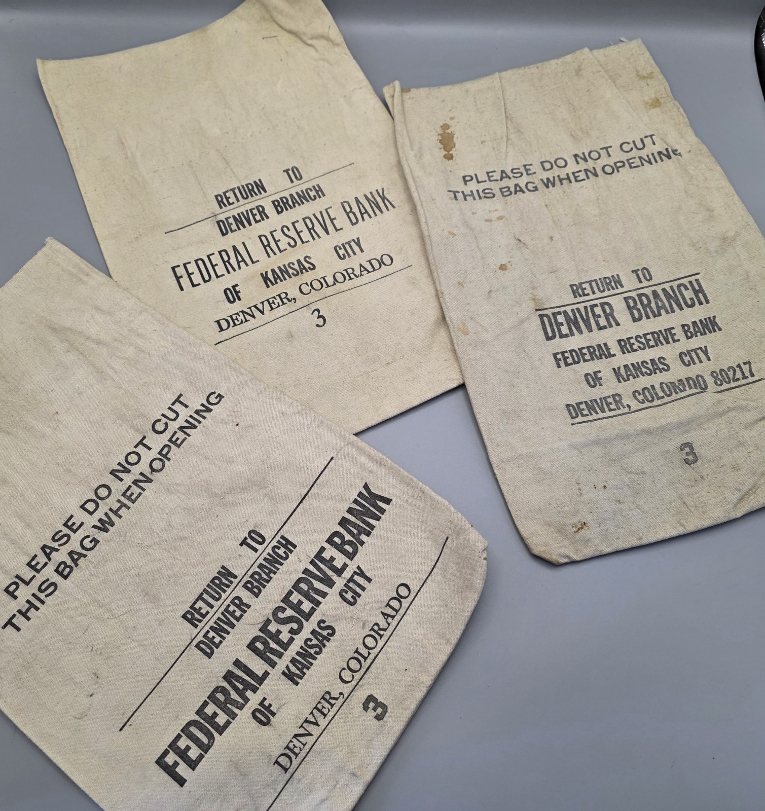 Vintage Fedral Reserve Bank of Kansas City. Denver CO. Canvas Bank Bag. Lot #3