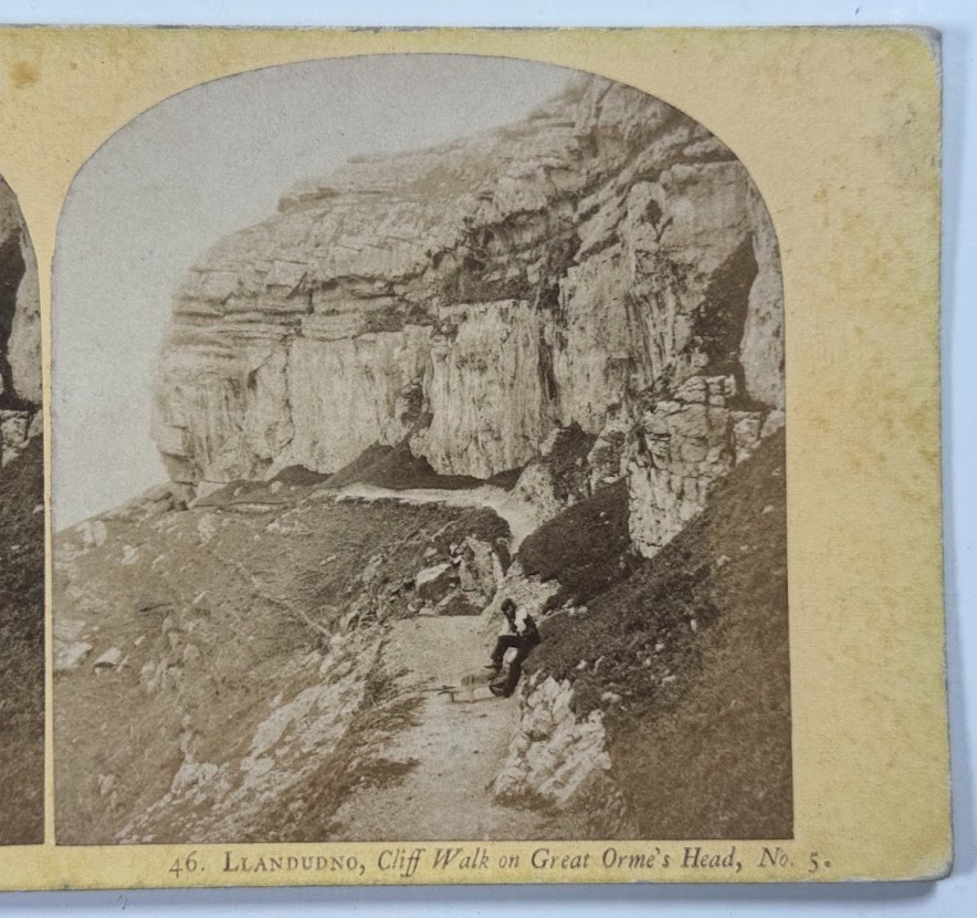 Llandudno Cliff Walk on Great Orme’s Head, Vintage Stereoview Cards