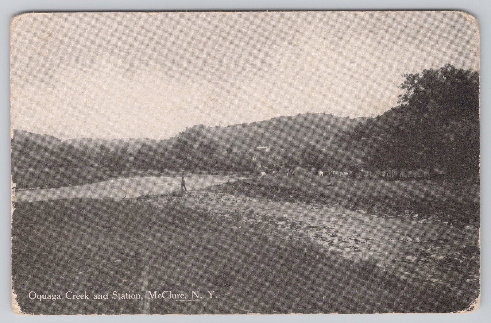 Oquaga Creek and Erie Railroad Station McClure New York Broome County Postcard Oquaga Creek and Erie Railroad Station McClure New York Broome County Postcard