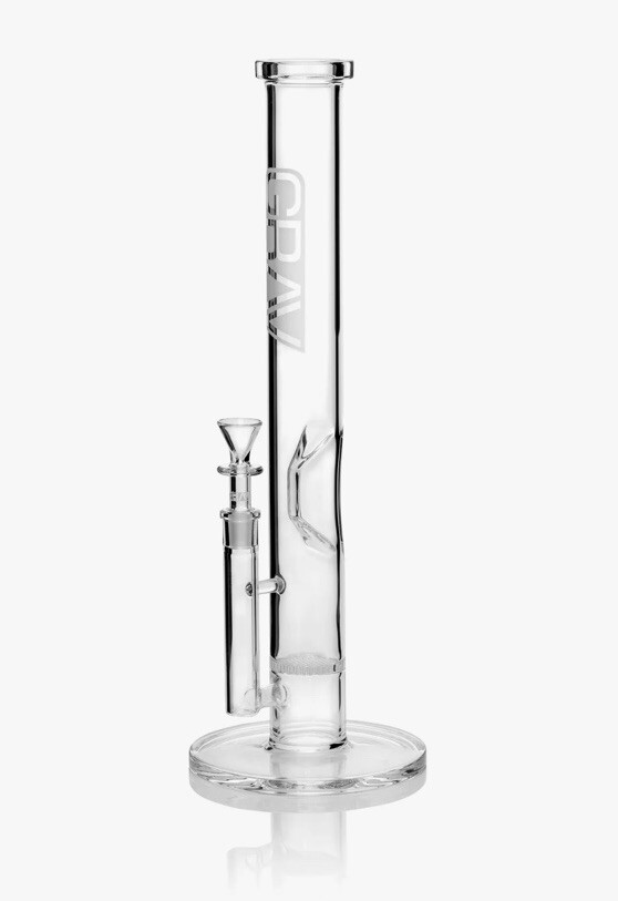 GRAV® LARGE 16” TALL, CLEAR STRAIGHT BASE W/ DISC WATER PIPE, Authorized Dealer