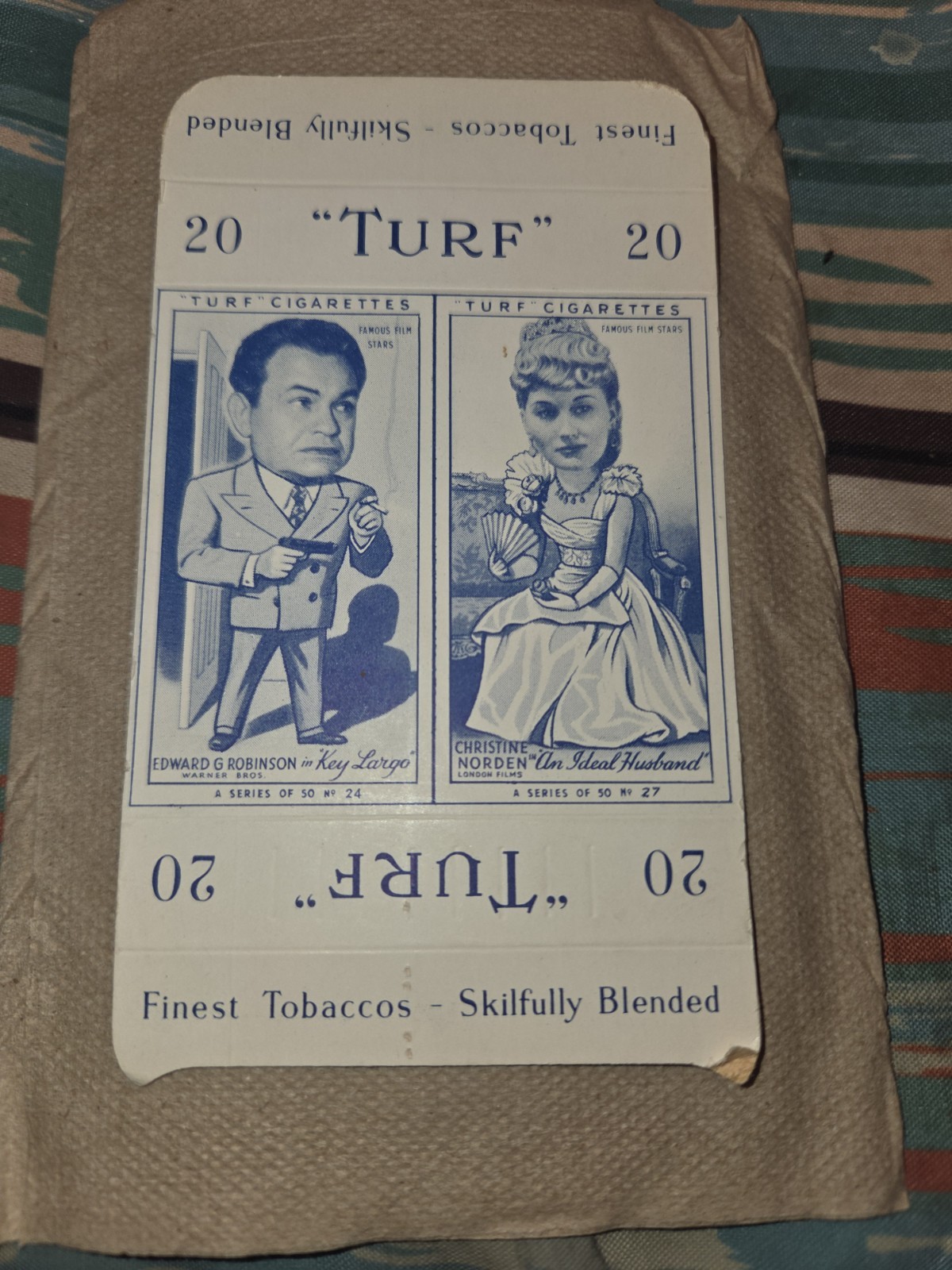 Edward G Robinson & Christine Norden 1949 Turf Cigarette Card COMPLETE WITH TABS