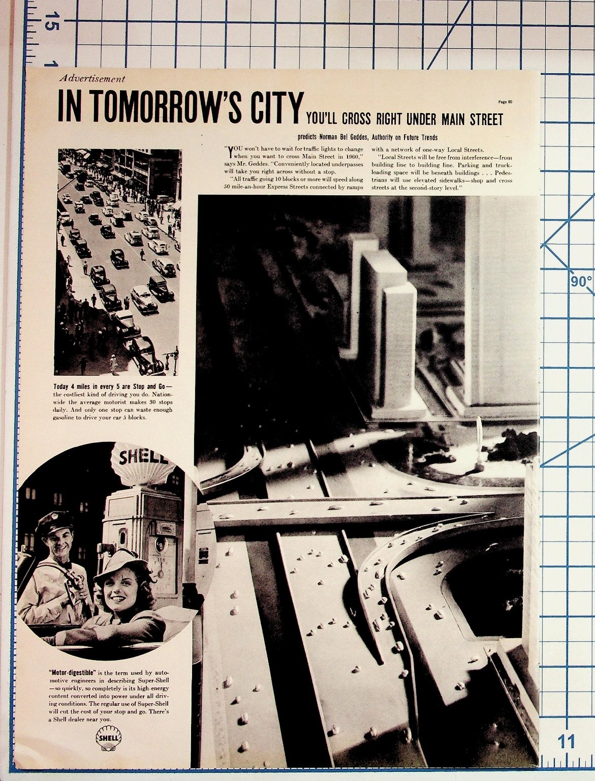 1930s Norman Bel Geddes Tomorrow\'s City Shell Gas Ad Vintage Ephemera