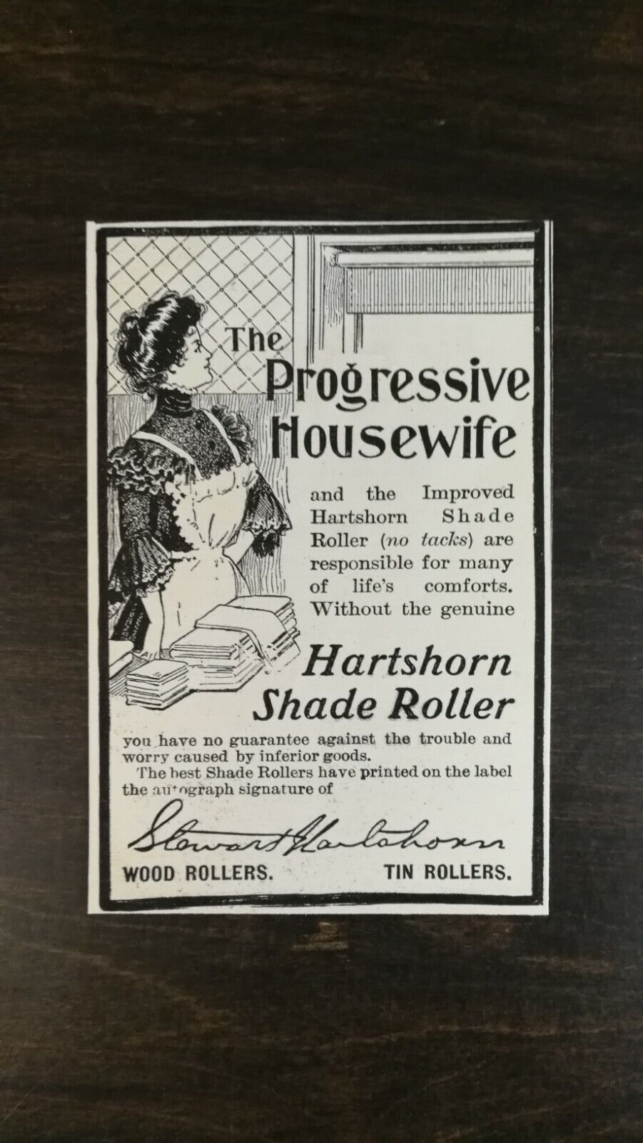 Vintage 1901 Hartshorn Shade Roller The Processive Housewife Original Ad  721