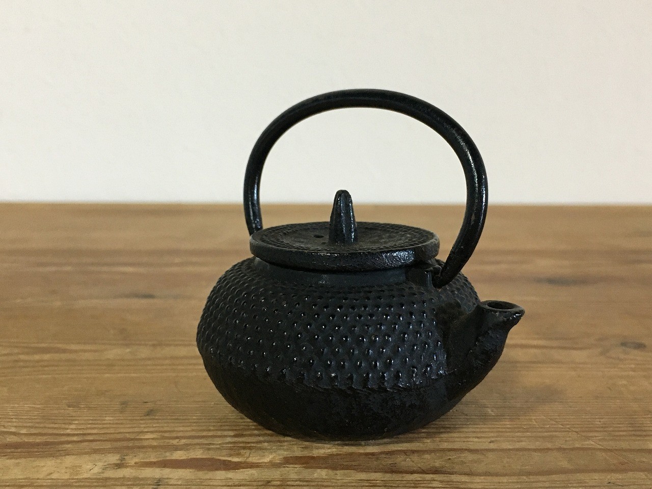 S1095 Vintage Japanese Nanbu Tekki Cast Iron Teapot Kettle Tetsubin Black