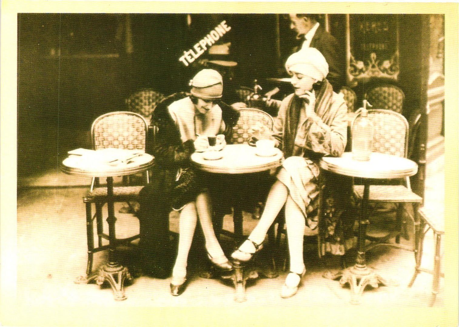 Vintage Postcard 4x6- TWO WOMEN CHATTING OVER COFFEE