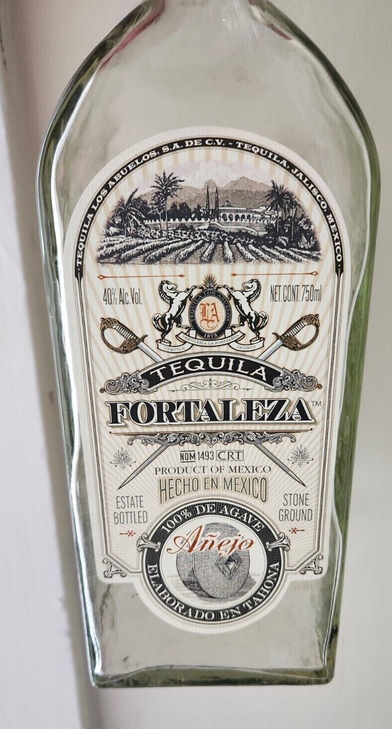 Empty Fortaleza Anejo Tequila Bottle