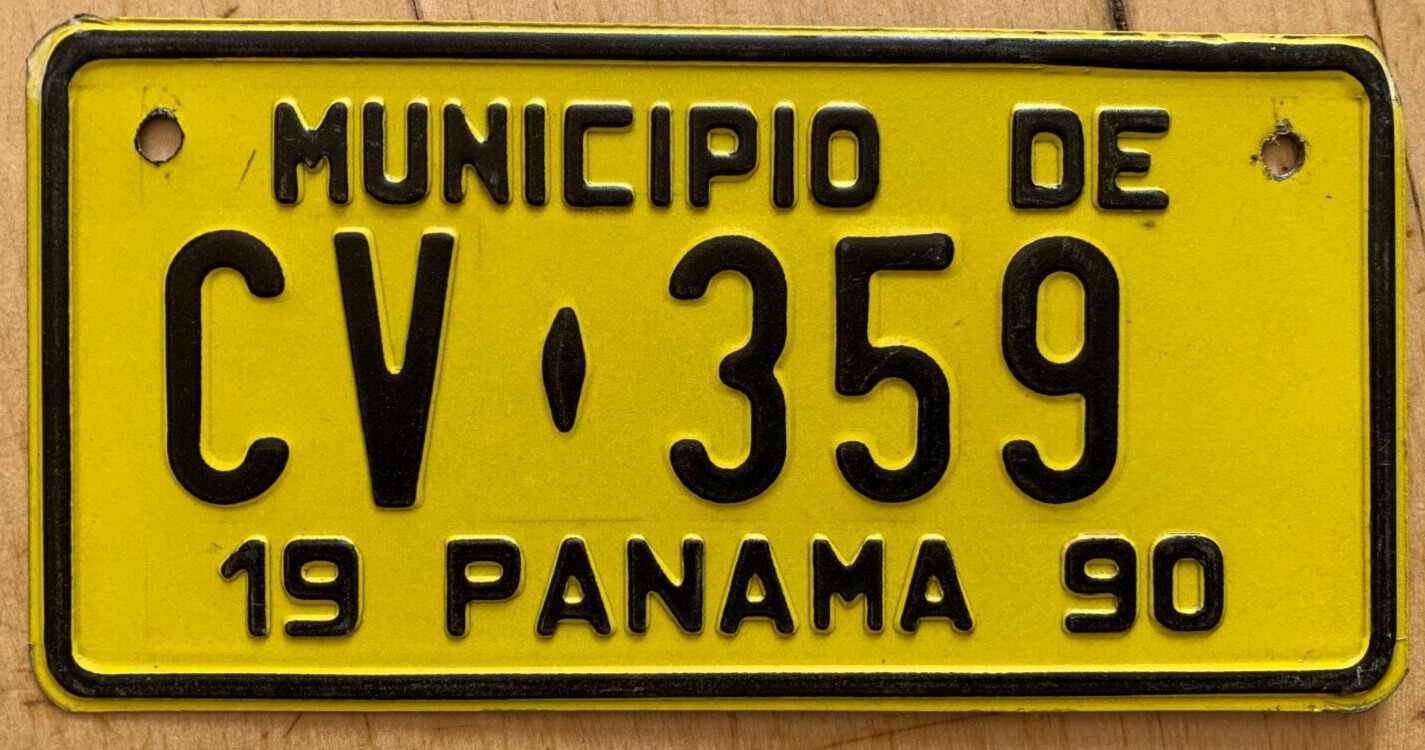 1990 PANAMA MOTORCYCLE CYCLE LICENSE PLATE \