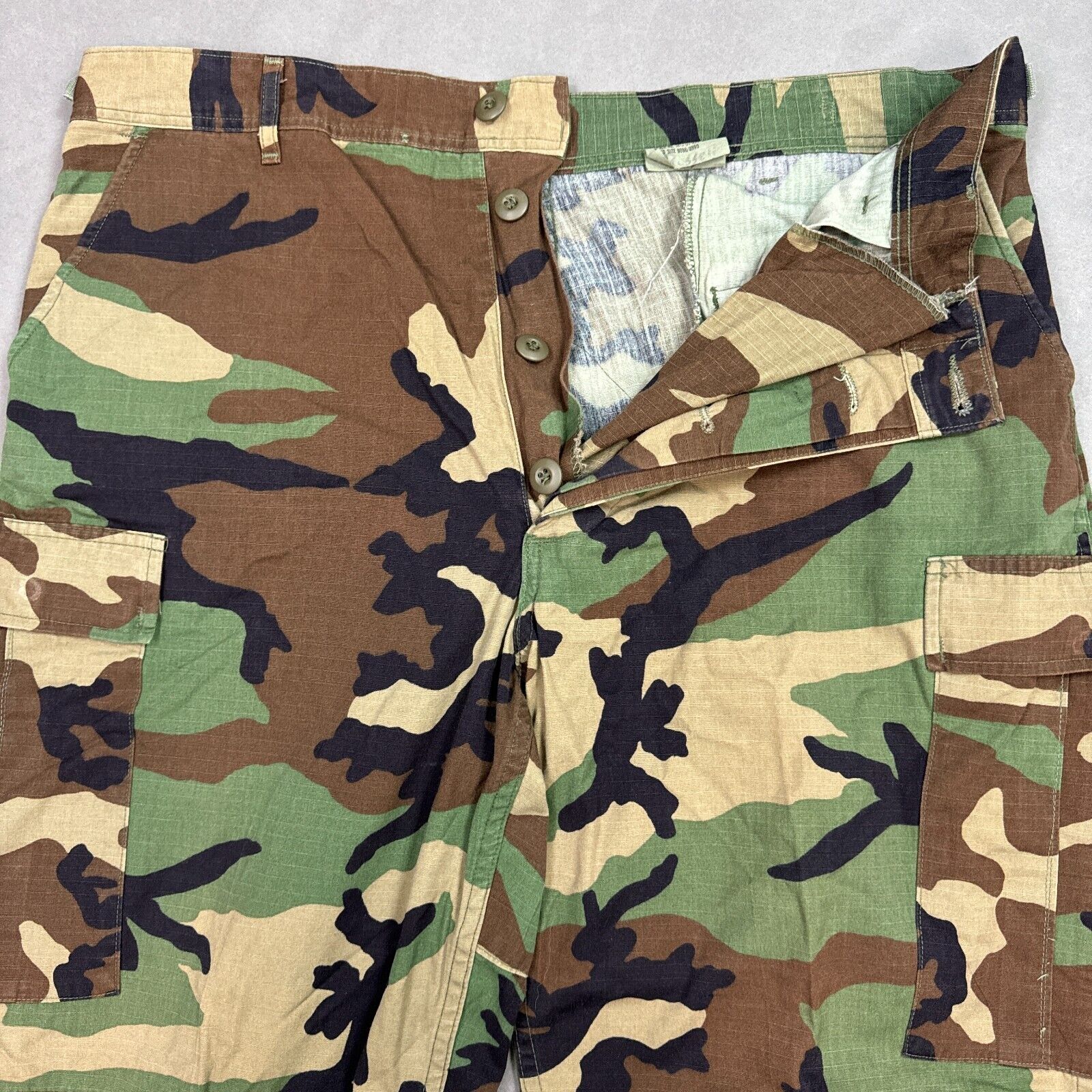 US Military Trousers Mens Large Green Pant Woodland Camo Cargo Combat Extra Long