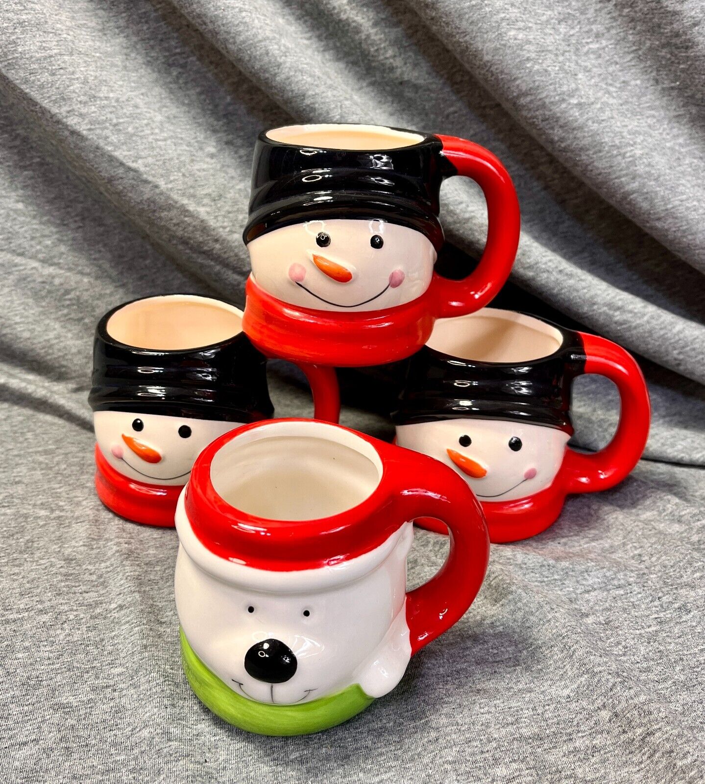 Royal Norfolk Snowman and Bear Mugs Set of 4