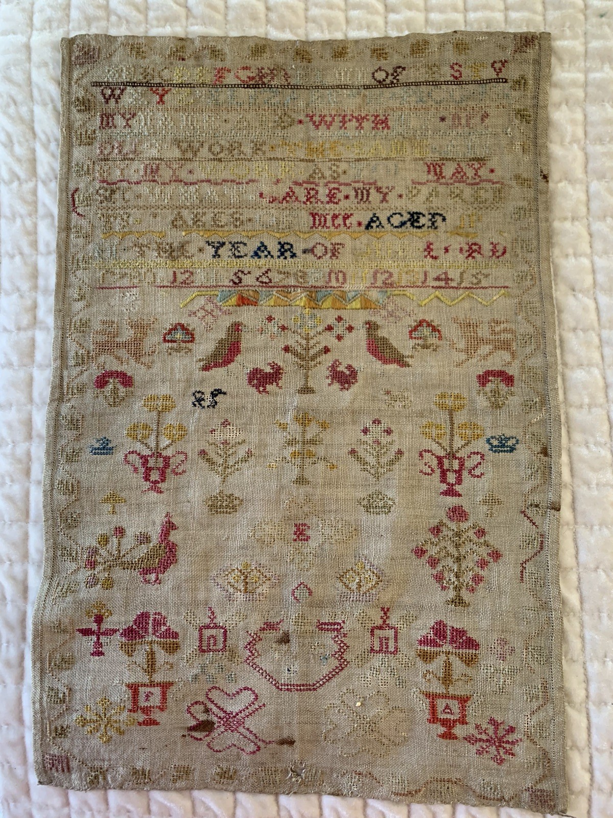 LATE 18TH CENTURY MOTIF,  & ALPHABET SAMPLER.. 1780 