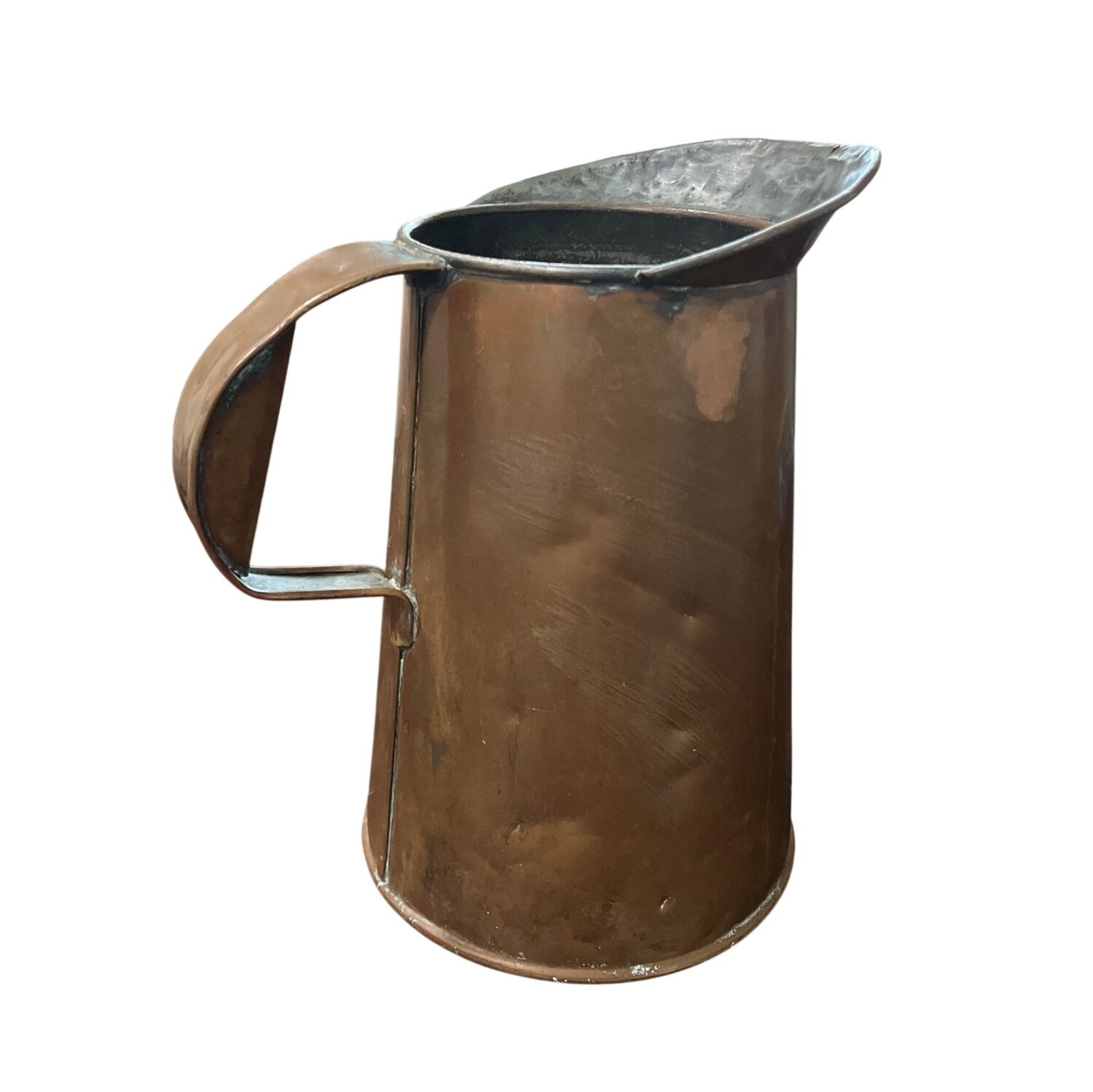 Antique Handcrafted Copper Pitcher With Rustic Patina - 10