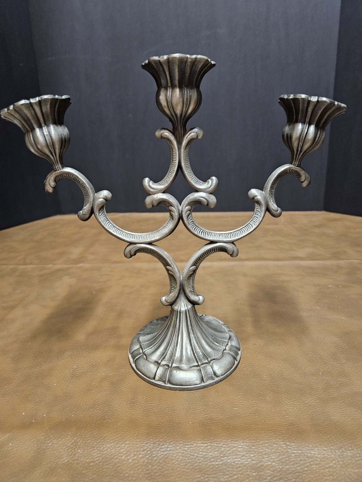 Vintage German Artina-SKS Pewter 3 Arm / 3 Taper Holder Candelabra