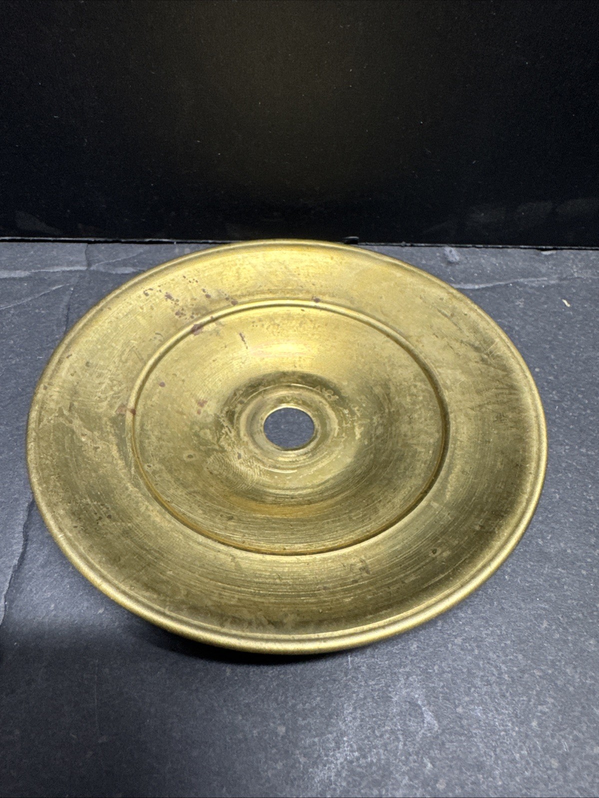 NEW OLD STOCK 3 3/4” UNFINISHED BRASS STAMPED ROLLED EDGE BOBESCHE SLIP 1/8 IP