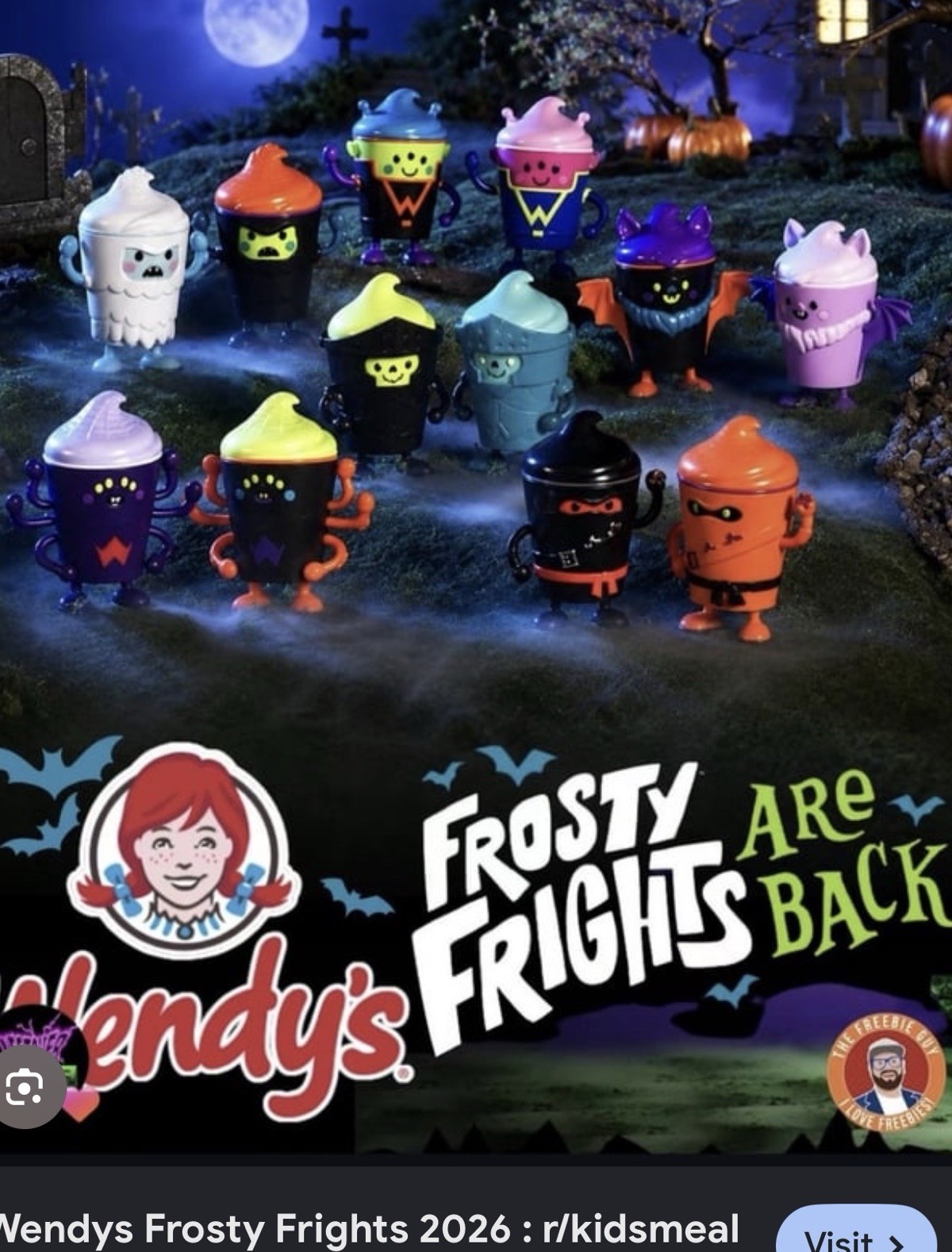 Halloween Wendys FROSTY FRIGHTS 2026 Full Set 6 w/ Bags & Cards & 2 Variants