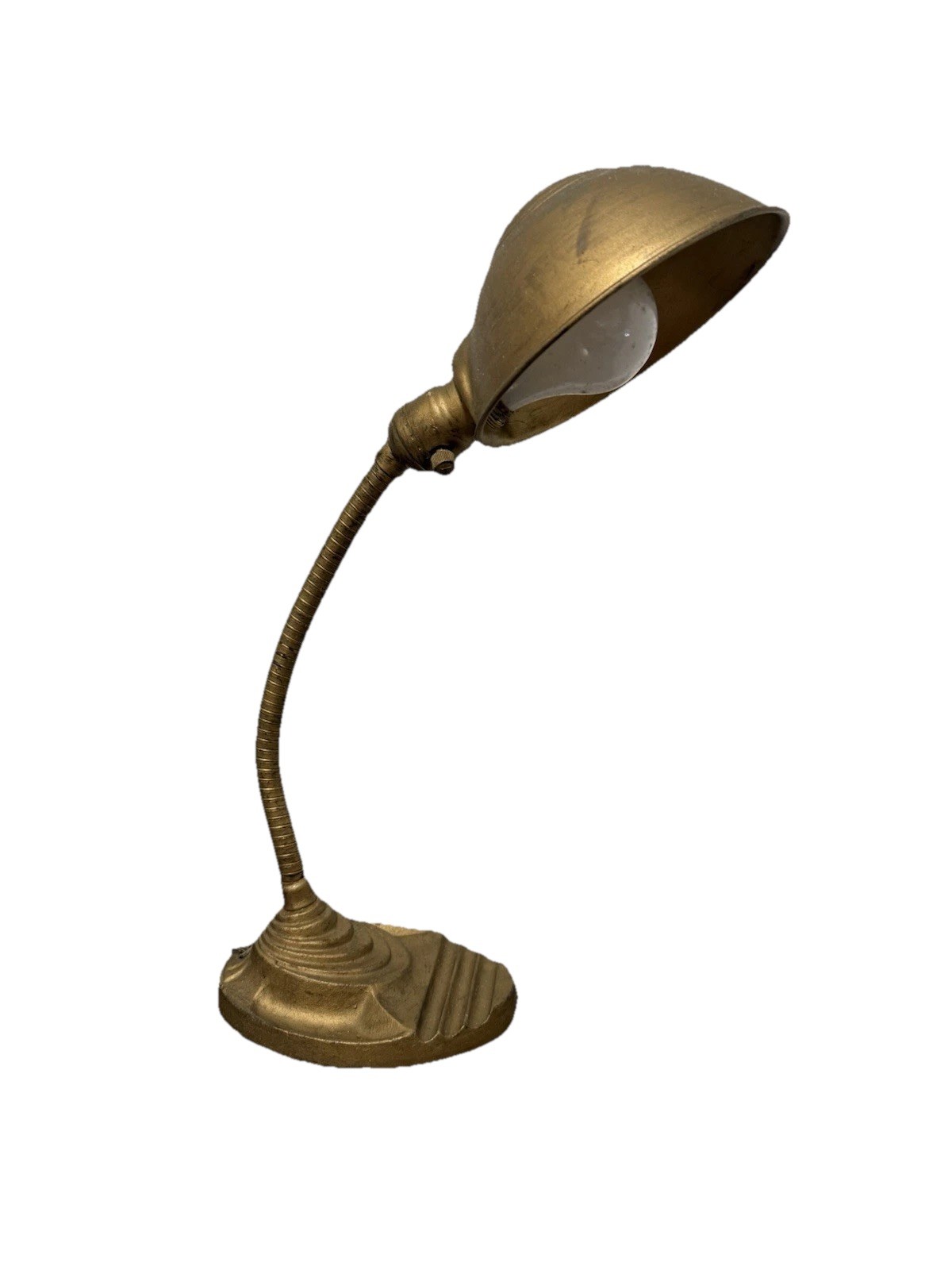 Vintage EAGLE Cast Iron Base Gooseneck Art Deco MCM Desk Lamp Gold Works