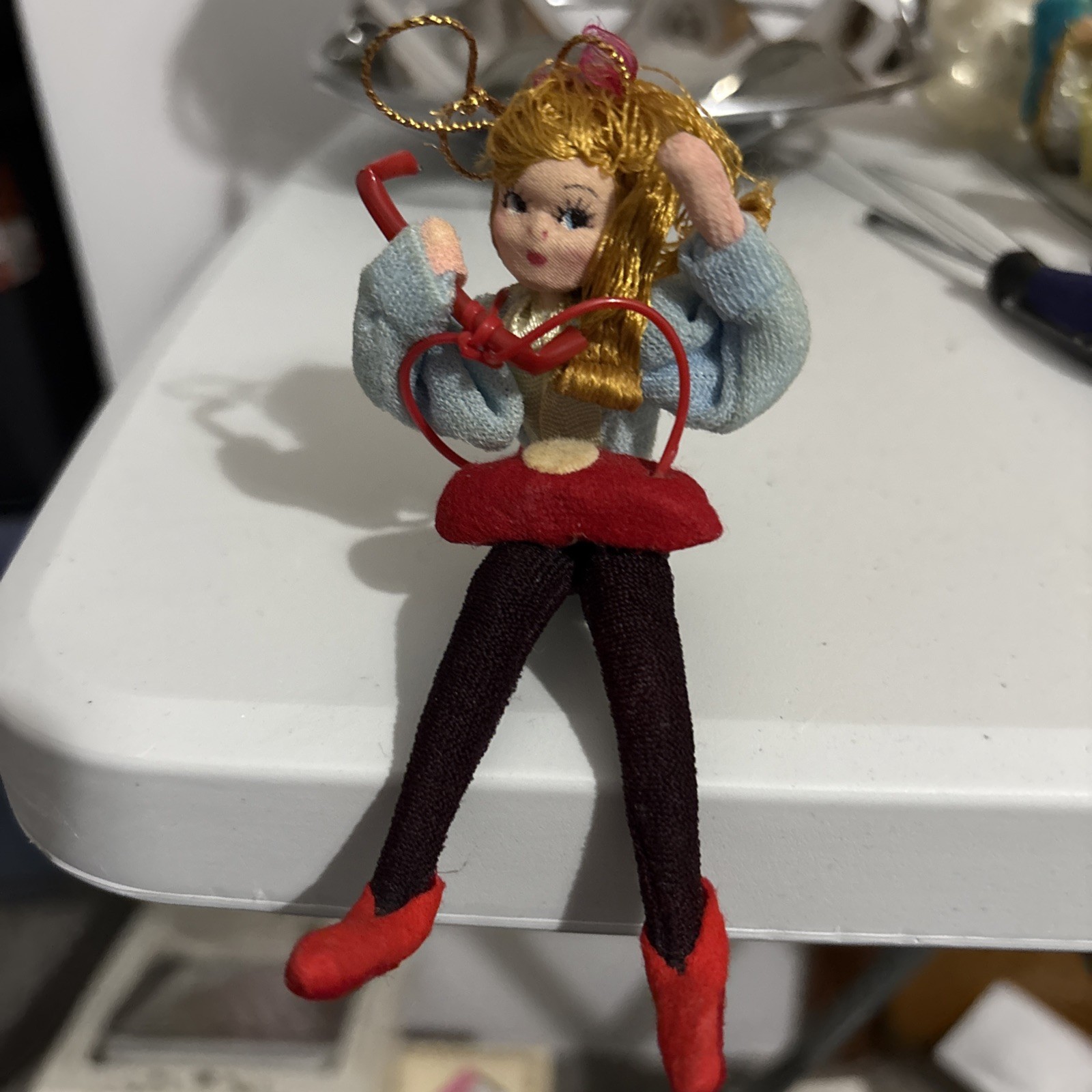 VINTAGE KLUMPE/ ROLDAN STYLE  DOLL ORNAMENT GIRL ON  TELEPHONE