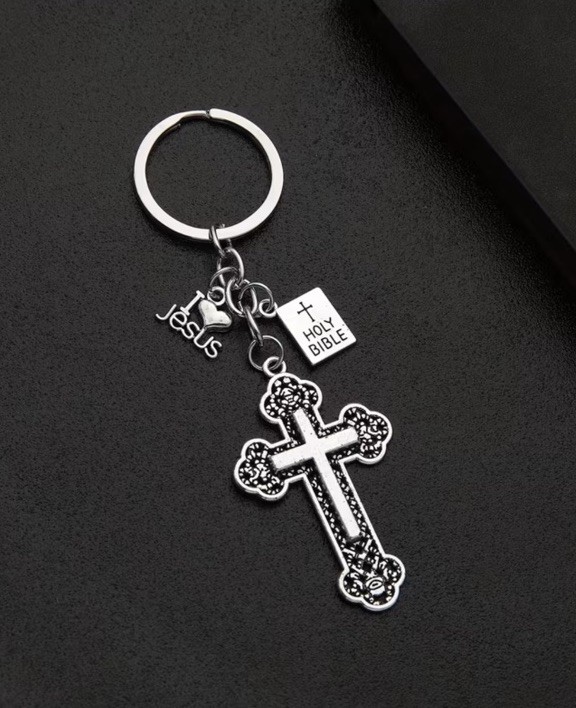 Cross  Jesus Fish Christian Holy Bible Charms Keychain Gift Key Chains Ring
