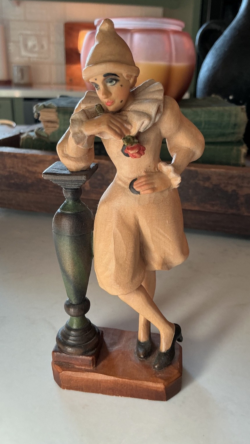 ANRI Italy Pierrot Wood Clown Mira Fujita Limited Edition 303/2500 6 inches