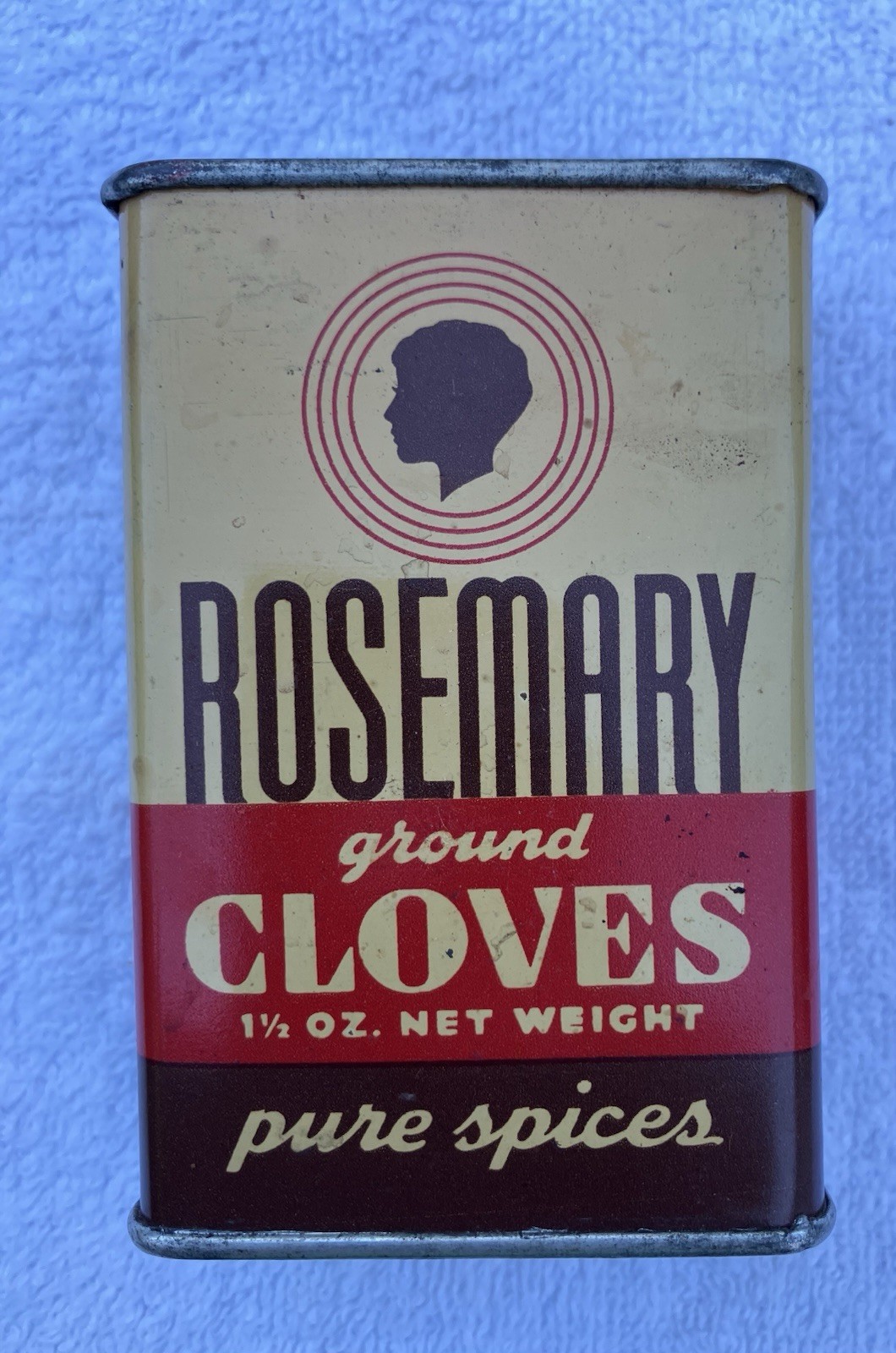 VTG VGUC  Rosemary Spice Tin Ground Cloves~Sprague Warner Chicago Art Deco 1930s