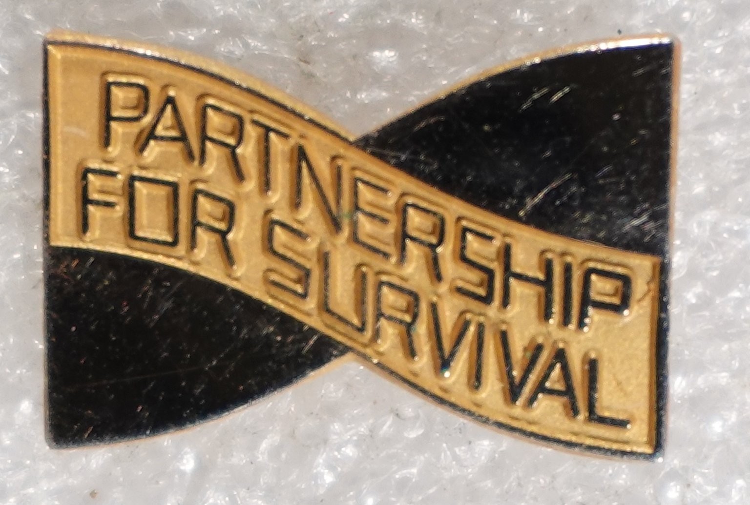 Partnership For Survival Enamel Pinback Button Clutch Back Promo Pin