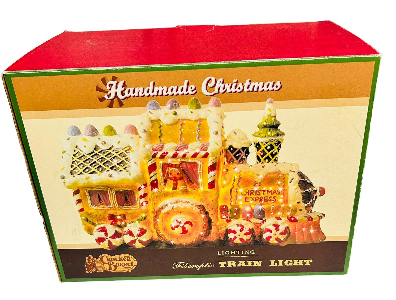 Cracker Barrel Fiber Optic Lighted Christmas Gingerbread Train Gingermint New