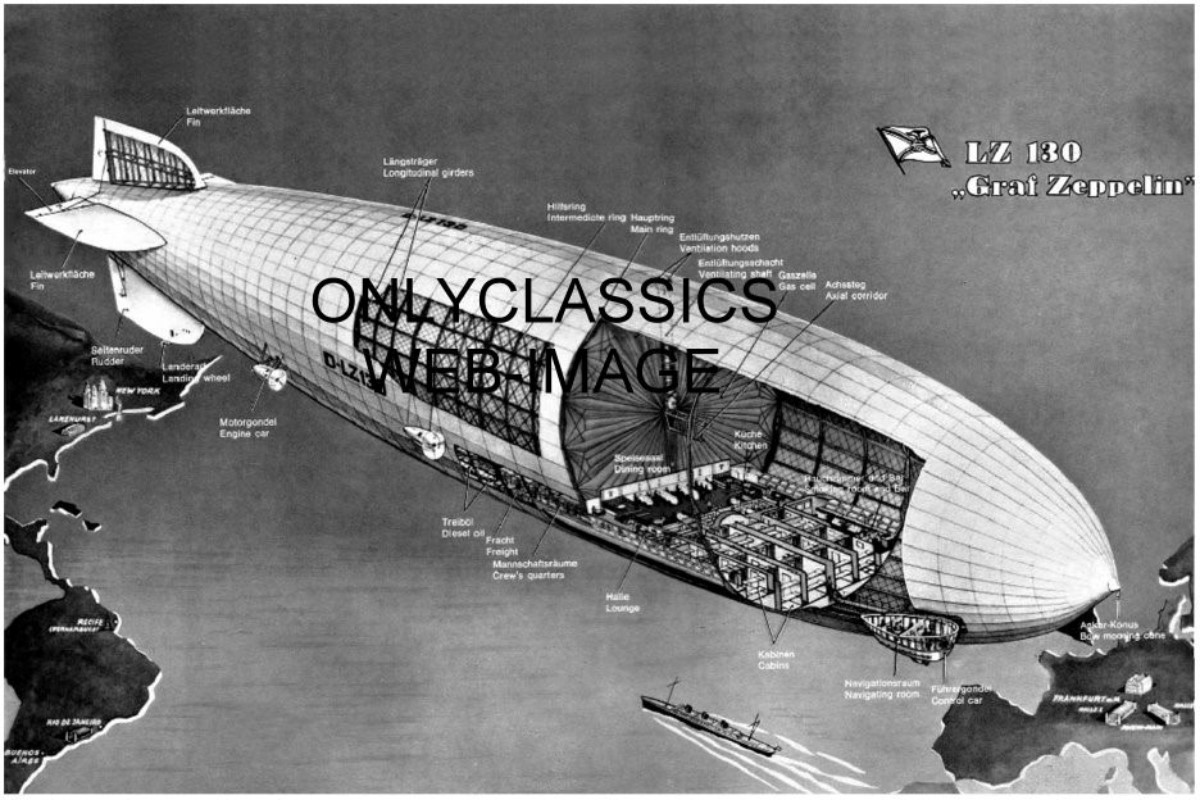 1938 GRAF ZEPPELIN LZ-130 AIRSHIP DURIGIBLE CUTAWAY 8X12 PHOTO GERMAN AVIATION