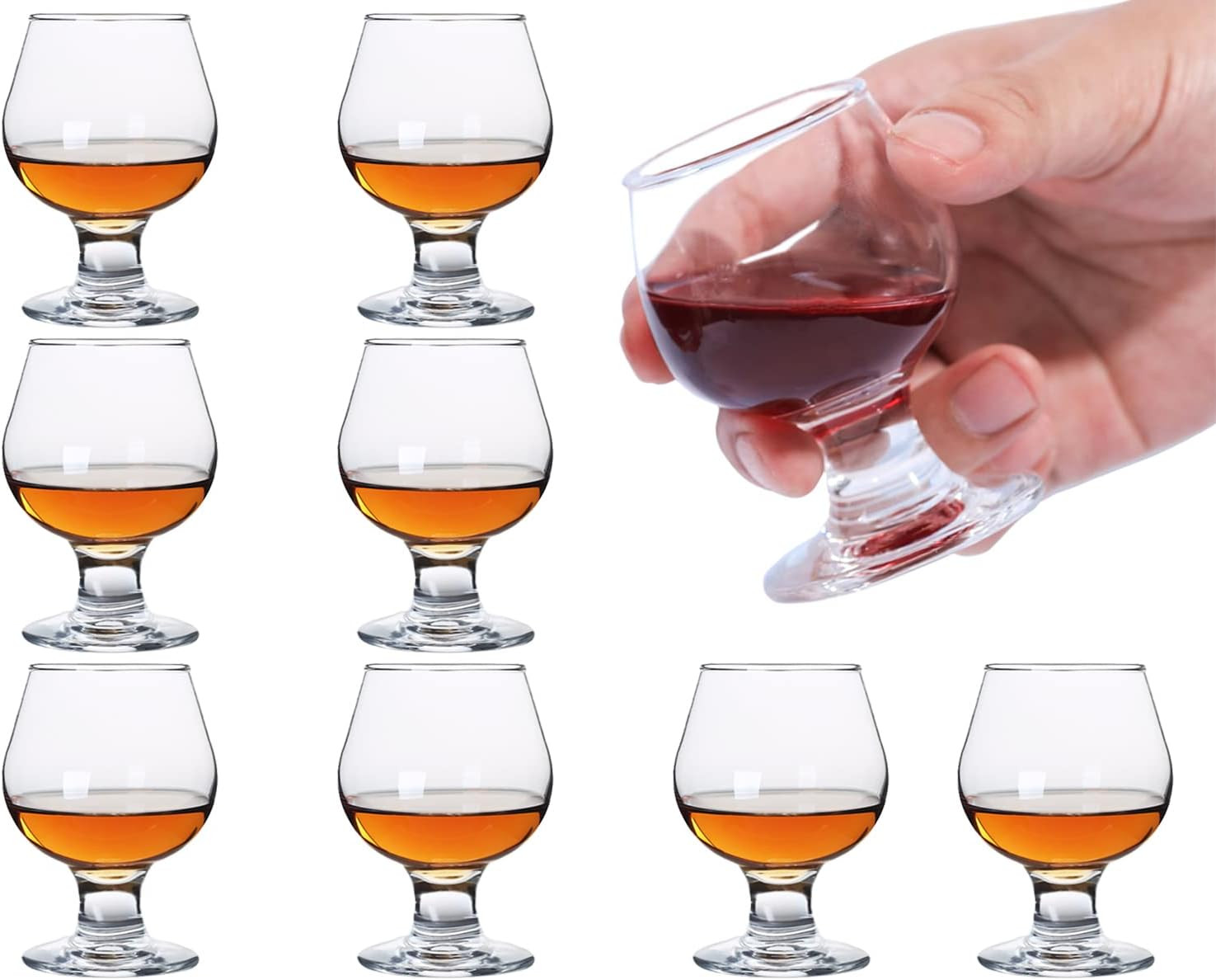 Cute Shot Glasses Small Brandy Snifters Set of 8 | Cognac Glasses | Port Glasses