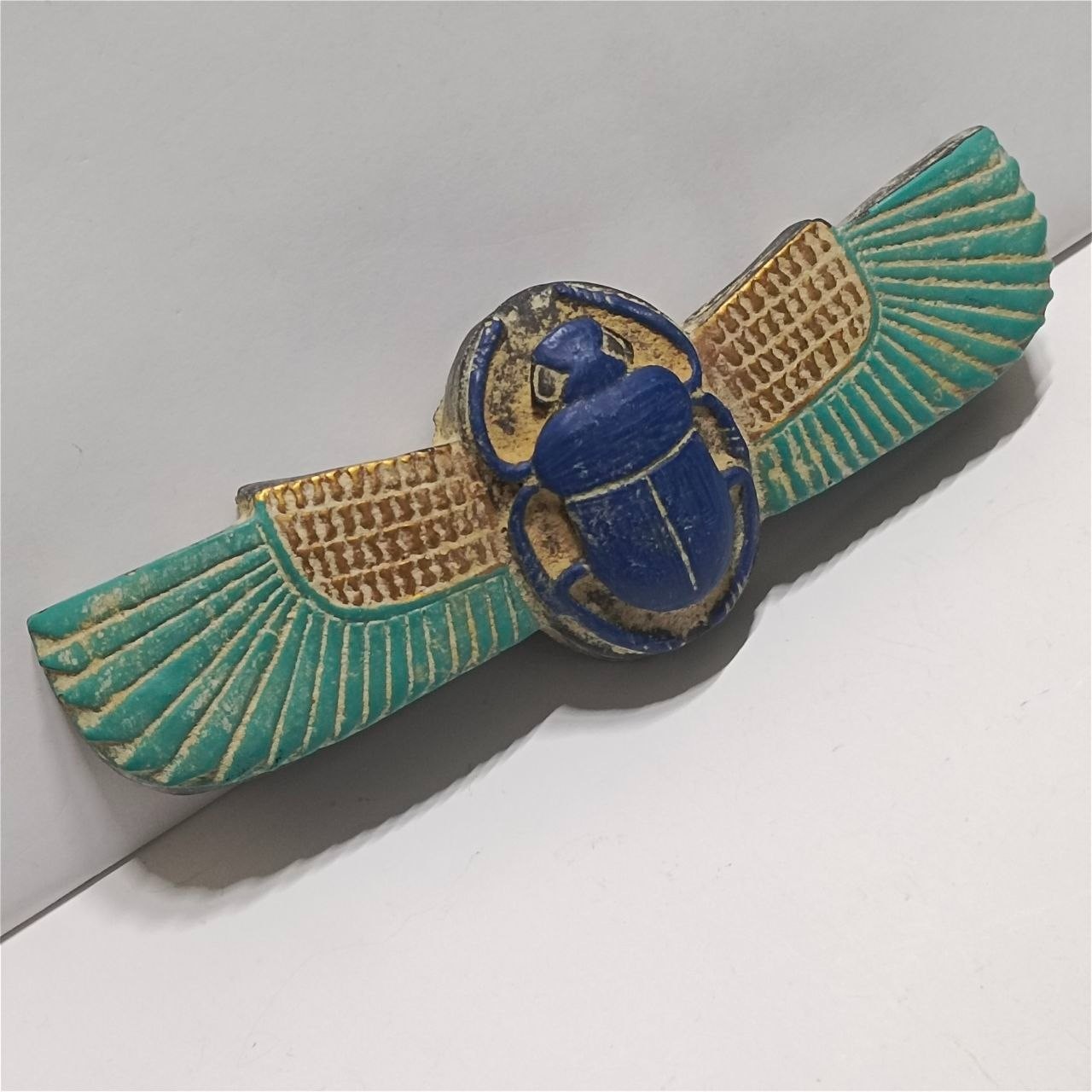 egyptian archaeological style winged scarab hieroglyphic collectible decor