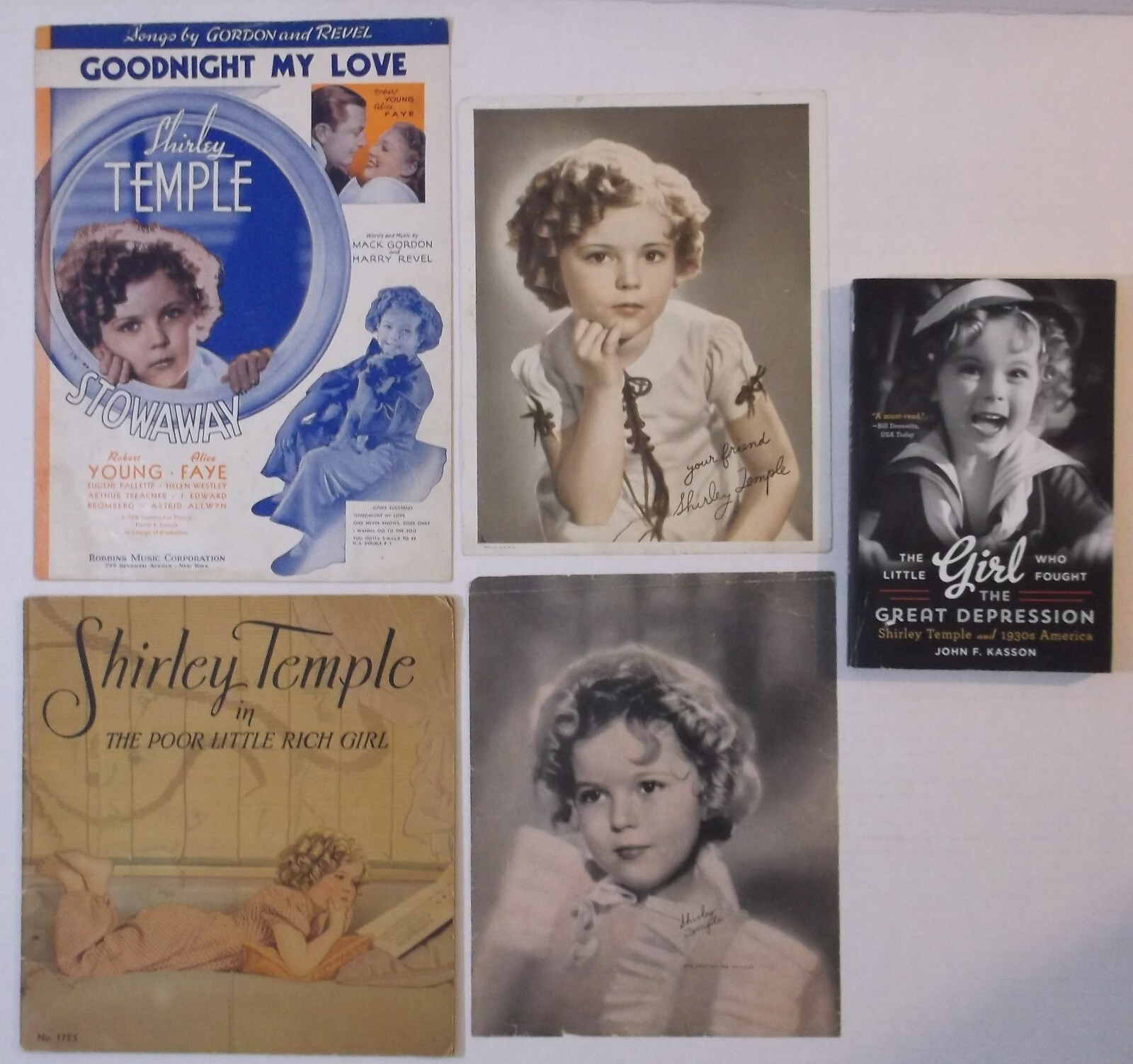 SHIRLEY TEMPLE LOT ~ Books/PHOTOS/Sheet Music ~ STOWAWAY ~ Poor Little Rich Girl