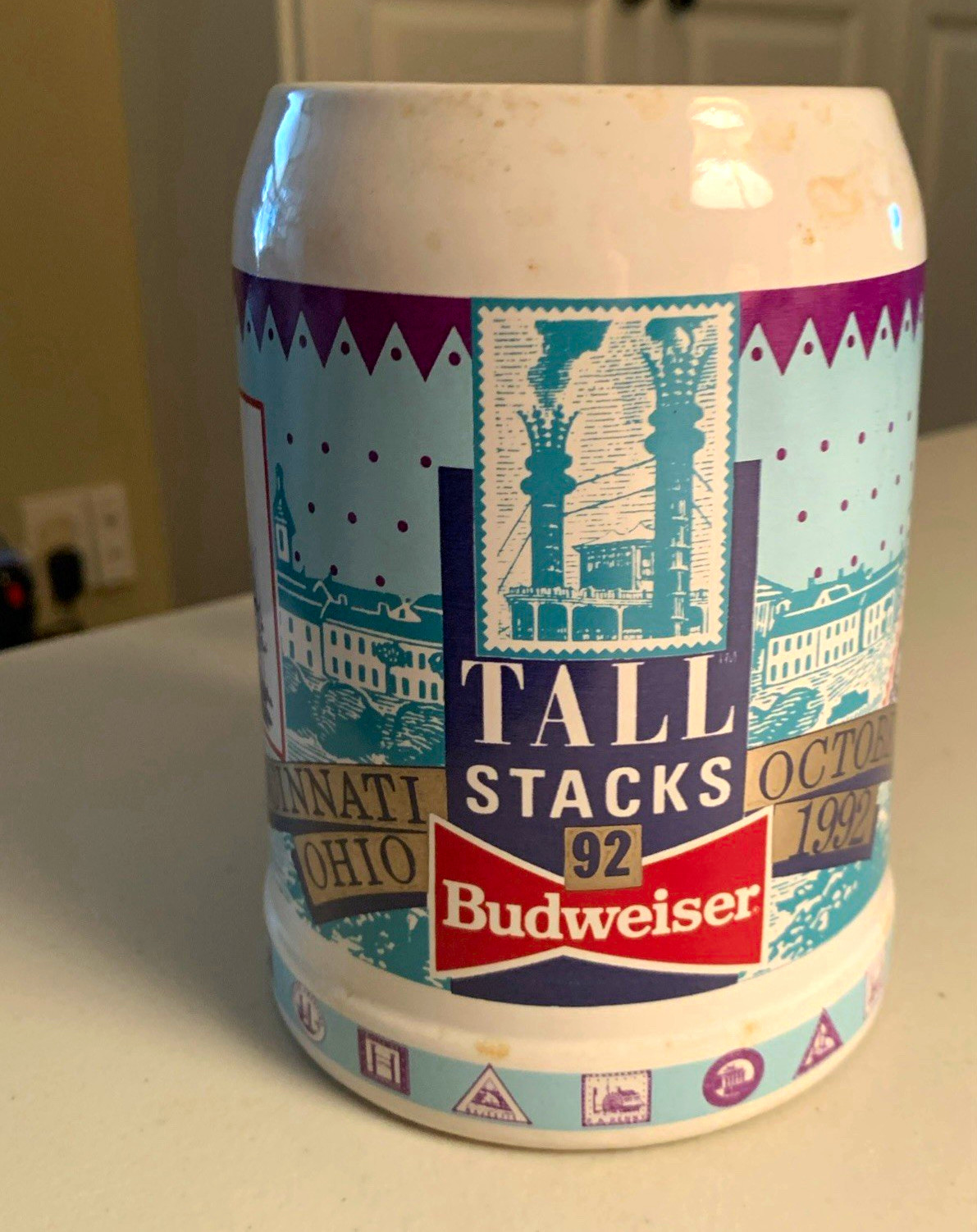Budweiser Oktoberfest Tall Stacks 1992 Cincinnati Ohio Beer Stein pre-owned