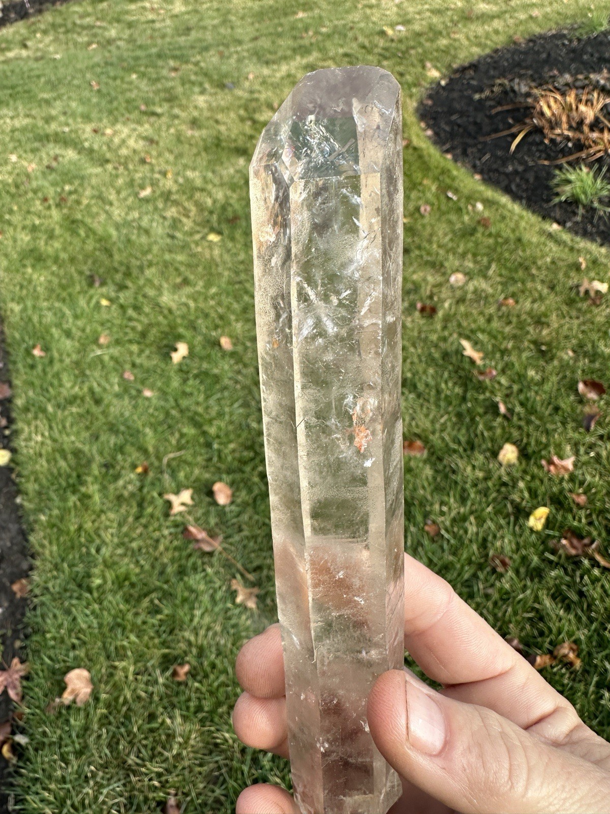 NATURAL CITRINE CRYSTAL SINGLE POINT, MANSA DISTRICT ZAMBIA-LARGE-18CM