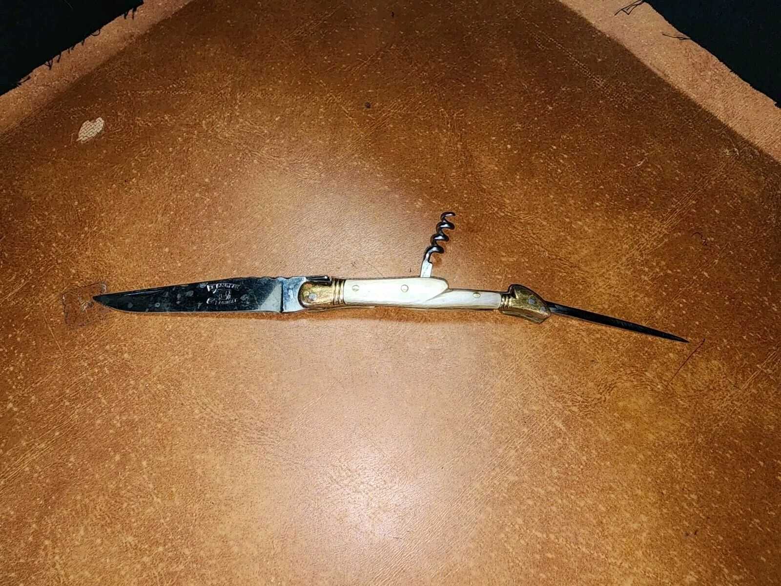 Vtg Rare Le Couteau De Laguiole Horn Folding Pocket Knife W/ Cork Screw France