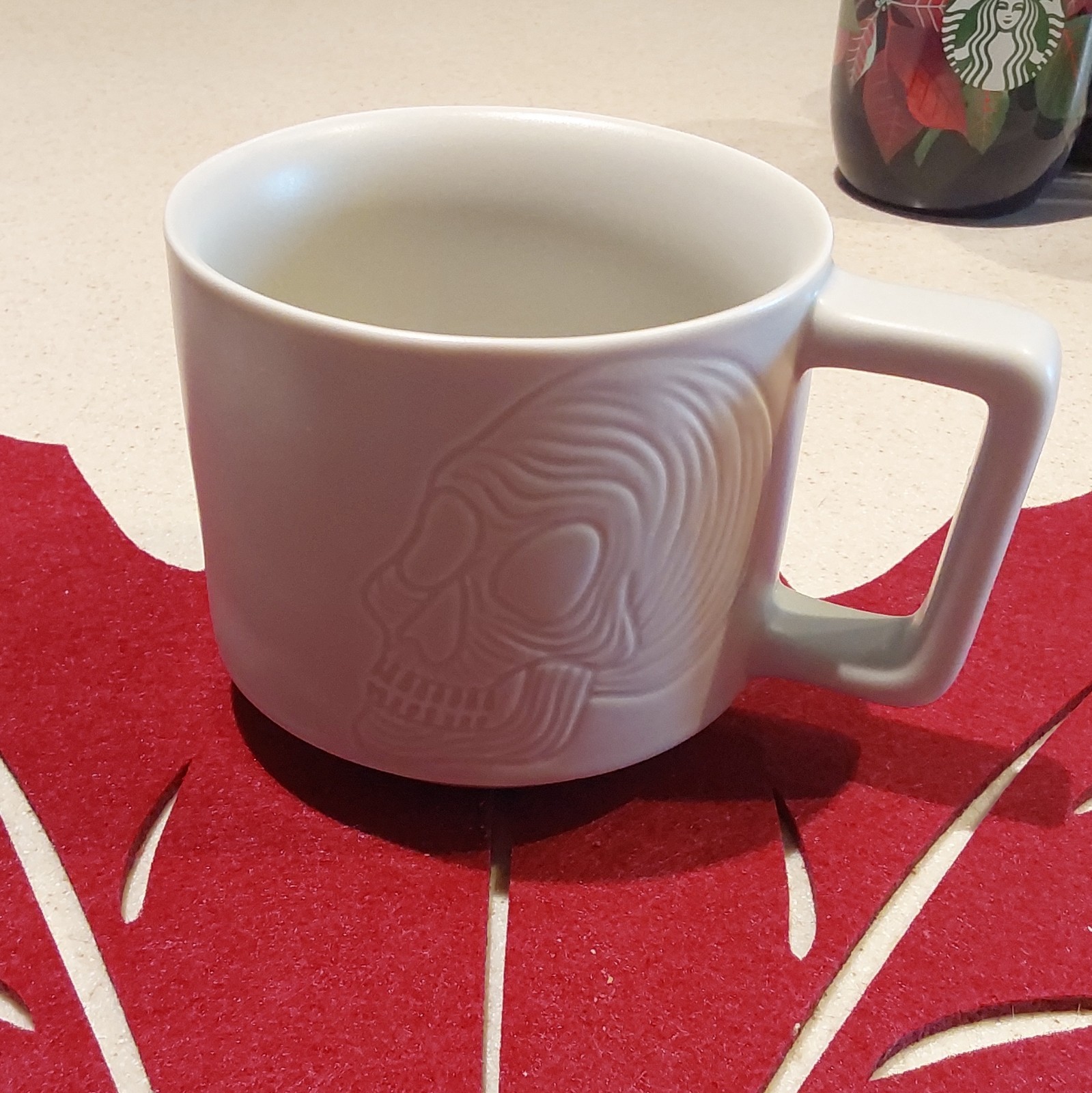 Starbucks White Ceramic Coffee Mug Cup, Embossed Siren Logo 12 fl oz 355 ml