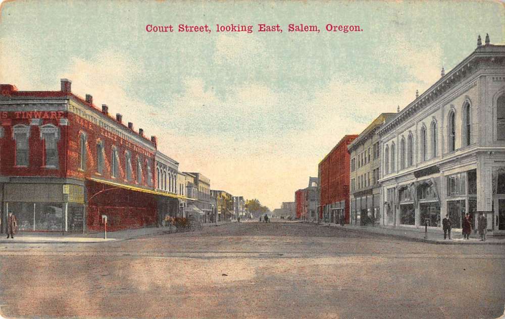Salem Oregon birds eye view looking east down Court St antique pc ZC549303