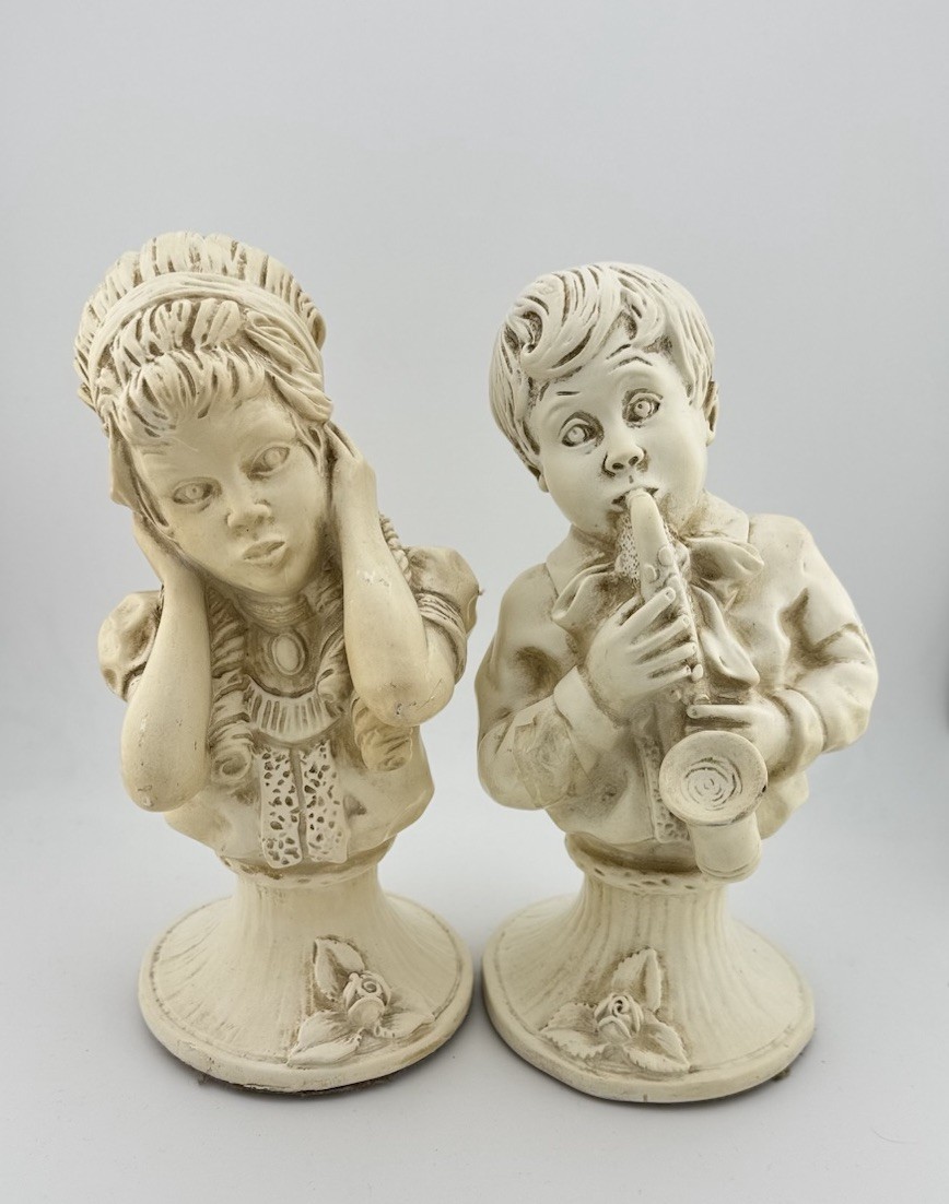 Vintage 1971 Universal Statuary Boy & Girl Music To My Ears Statue Signed Vintage 1971 Universal Statuary Boy & Girl Music To My Ears Statue Signed