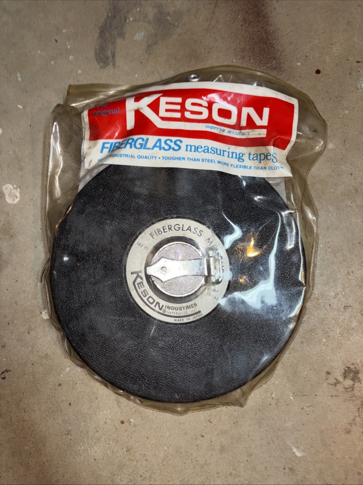 Vintage Unopened New Keson 165 Foot fiberglass Measuring Tape Japan Tools