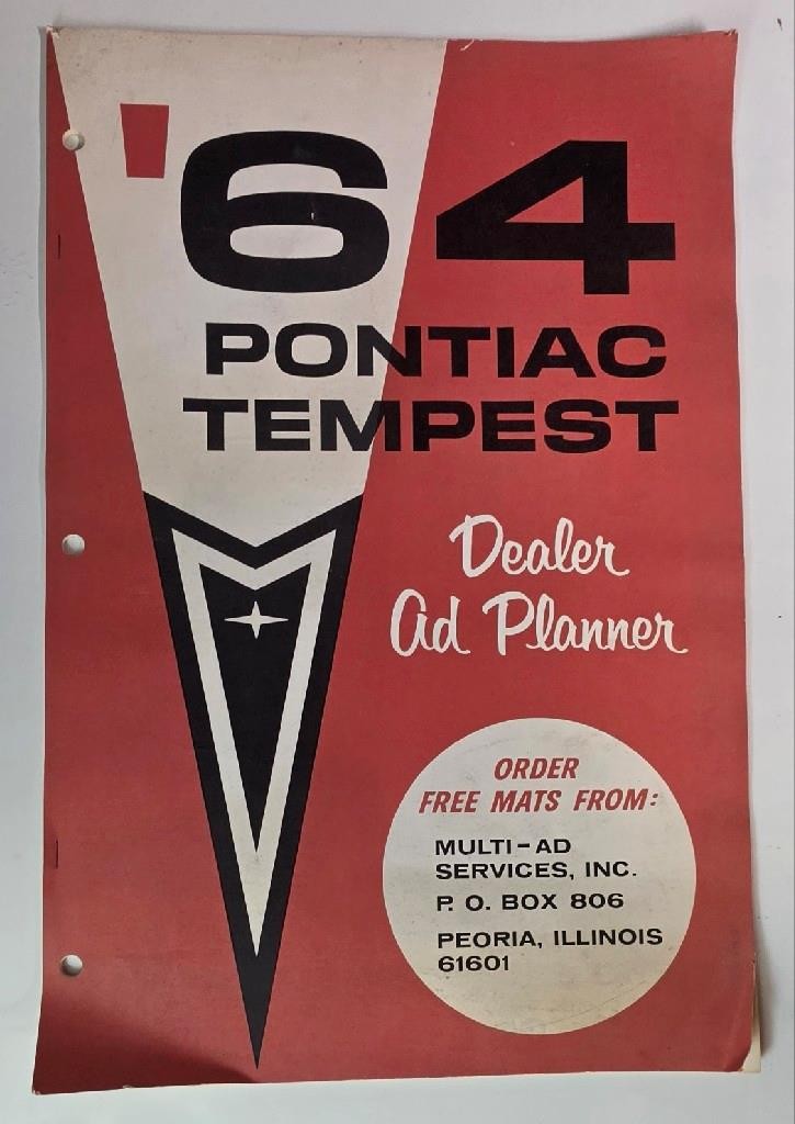 Rare Vintage 1964 Pontiac Tempest Dealer Ad Planner Oversized Catalog