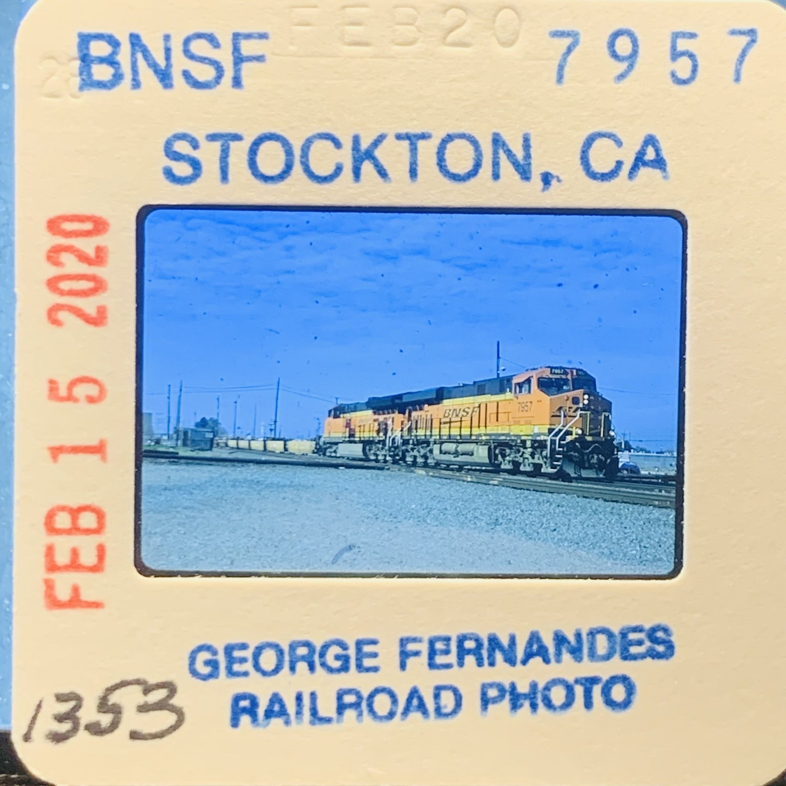 BNSF Train 7957 Stockton CA George Fernandes Railroad Photo Slide 2020